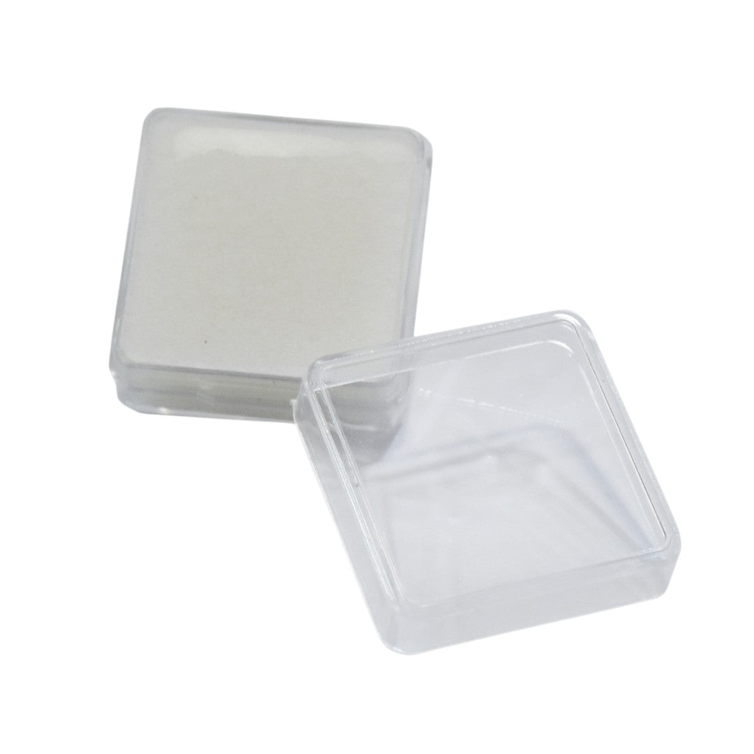Diamond Gemstone color Stone Box Dabbi with Clear Top 1.5x1.5" (PLASTIC)