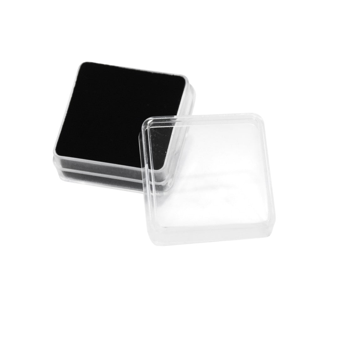 Diamond Gemstone color Stone Box Dabbi with Clear Top 1.5x1.5" (PLASTIC)
