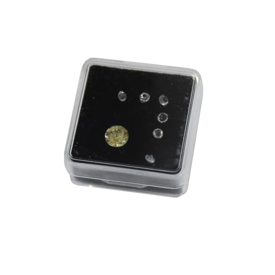 Diamond Gemstone color Stone Box Dabbi with Clear Top 1.5x1.5" (PLASTIC)