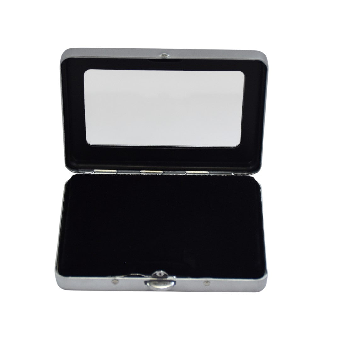 Metal Diamond Gemstone Box Dabbi with Glass Top & Reversible insert (Matt).