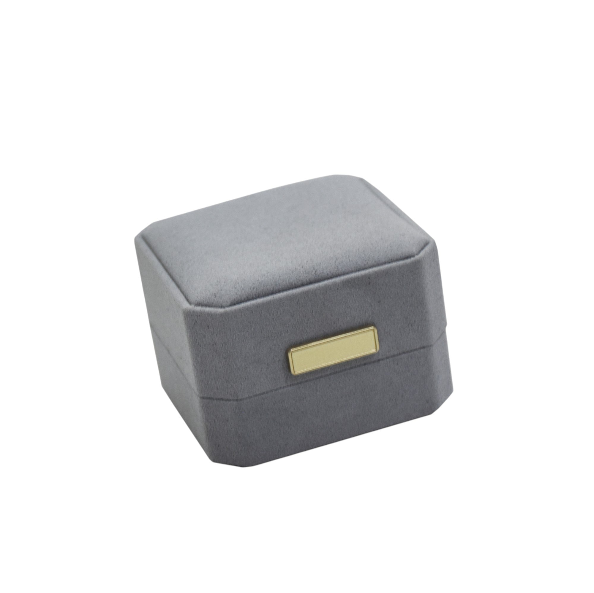 Grey Microfiber Jewellery Box For Ring With Stylish Golden Button.