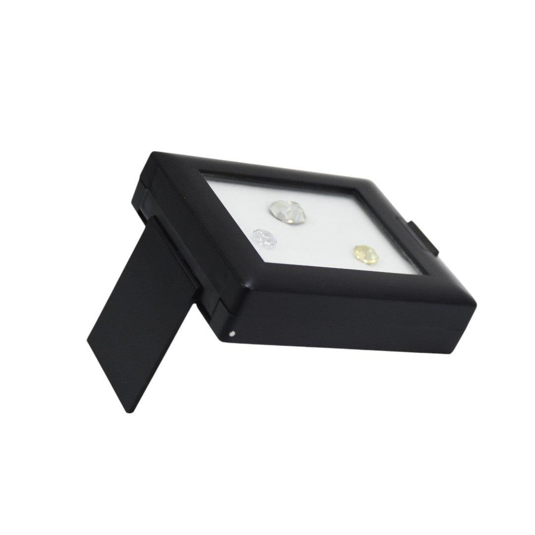 Diamond Gemstone Colour Stone Box with Clear Top, In-built Stand & Reversable Insert (2.25 x 2.75)
