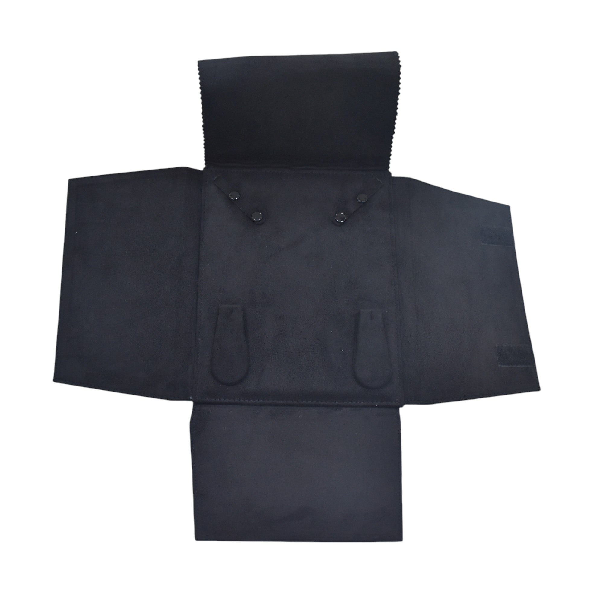 Black Suede Jewellery Stock Roller and Folder For Storage & Travel.
