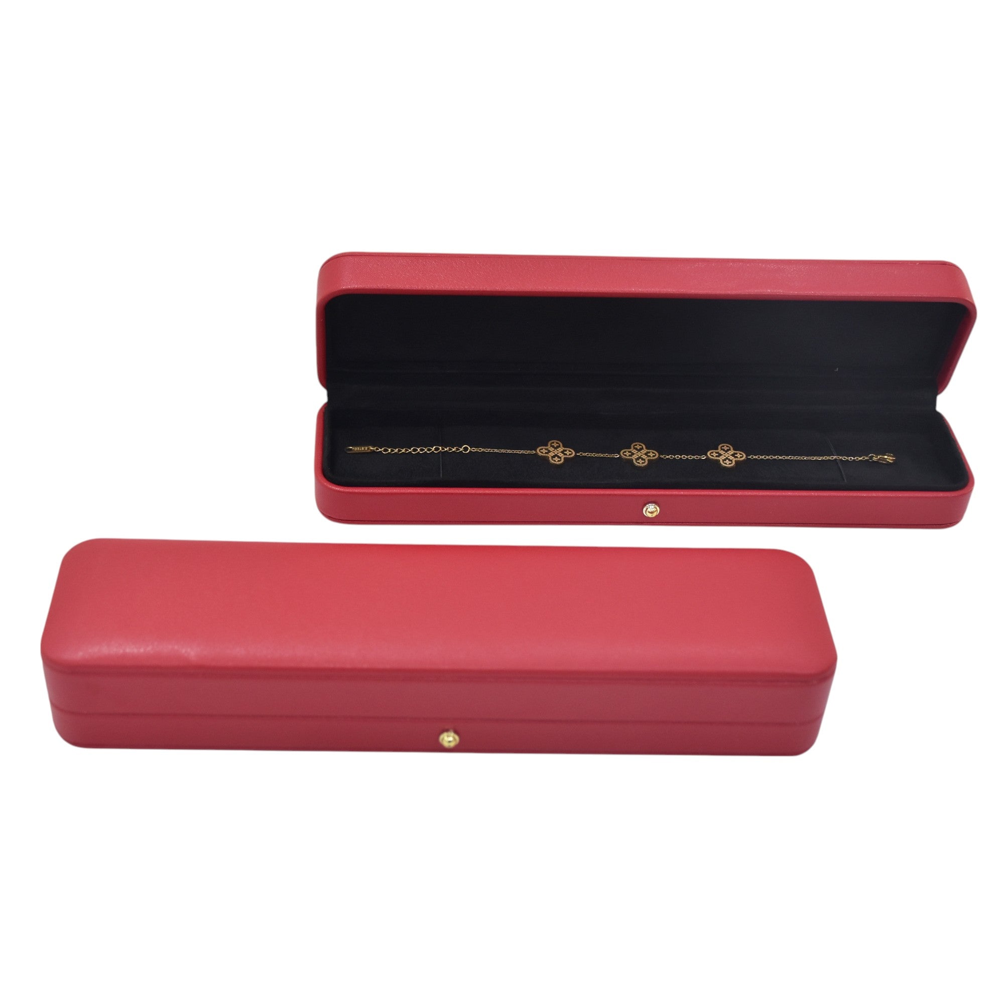 Red PU finish Jewellery Box with Stylish Golden Button.
