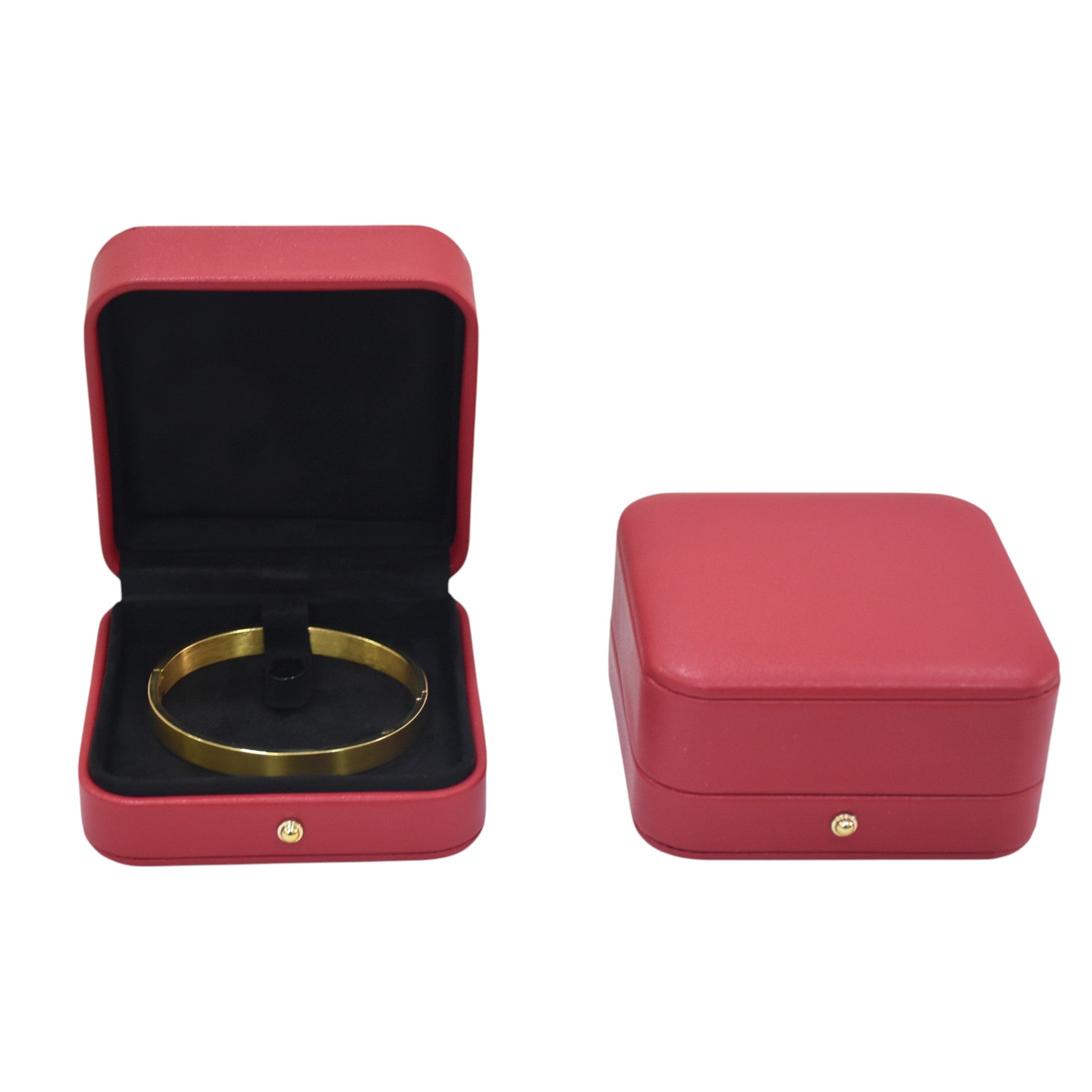 Red PU finish Jewellery Box with Stylish Golden Button.