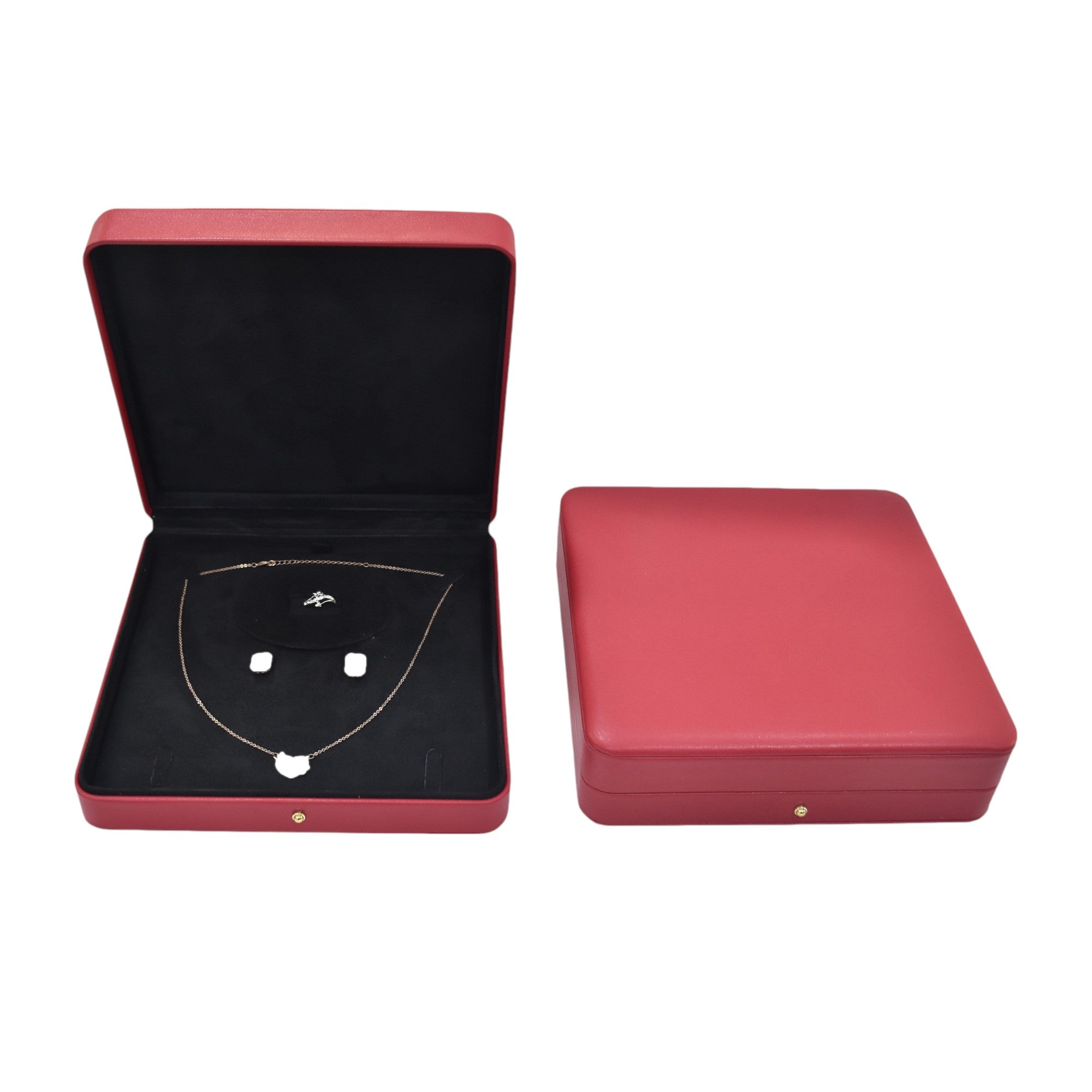 Red PU finish Jewellery Box with Stylish Golden Button.