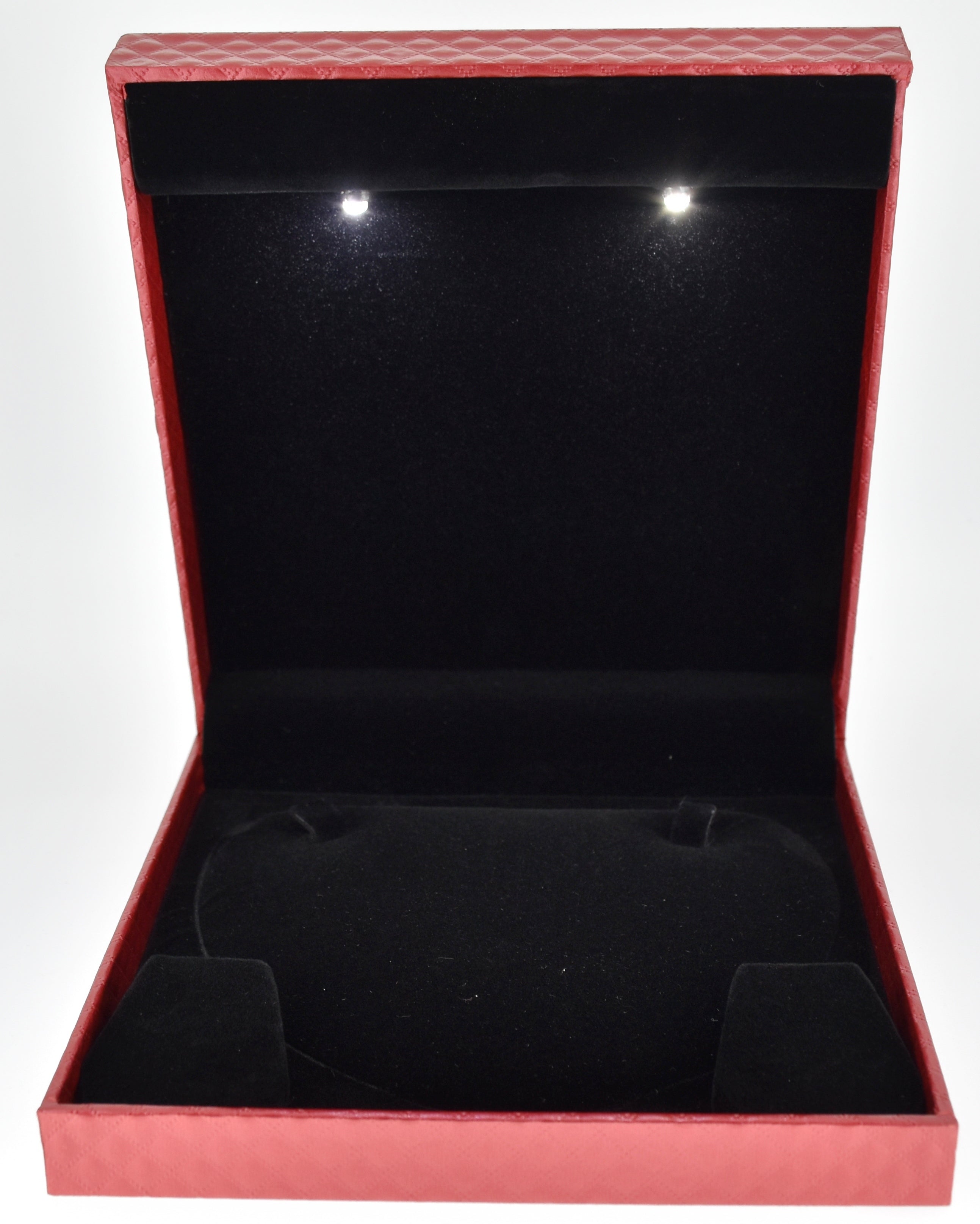 New Red Jewellery Box With Laser Cut Design & LED Light.