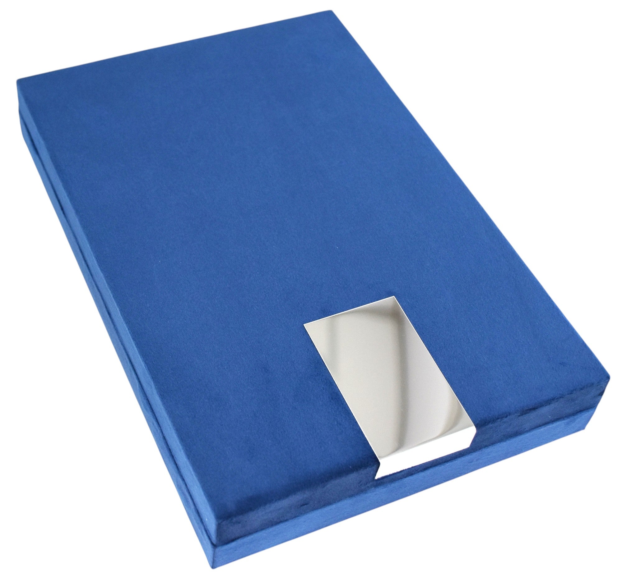 Blue Velvet Jewellery Box with Metal plate & LED Light.