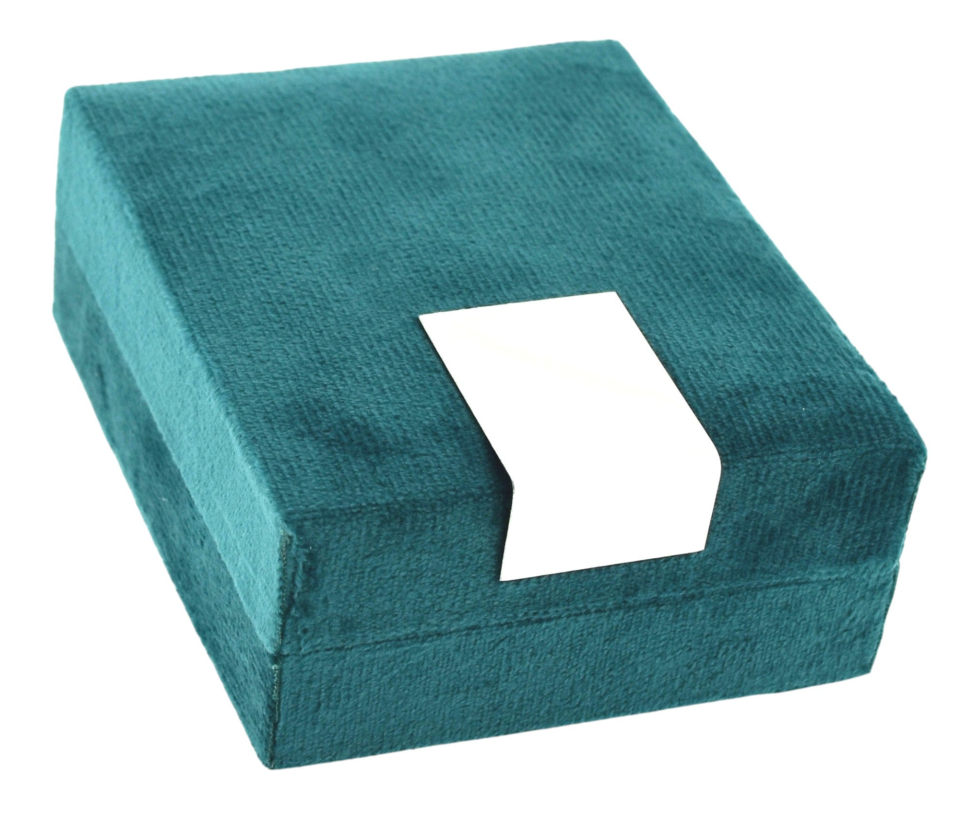 Green Velvet Jewellery Box With Metal Plate & LED Light.