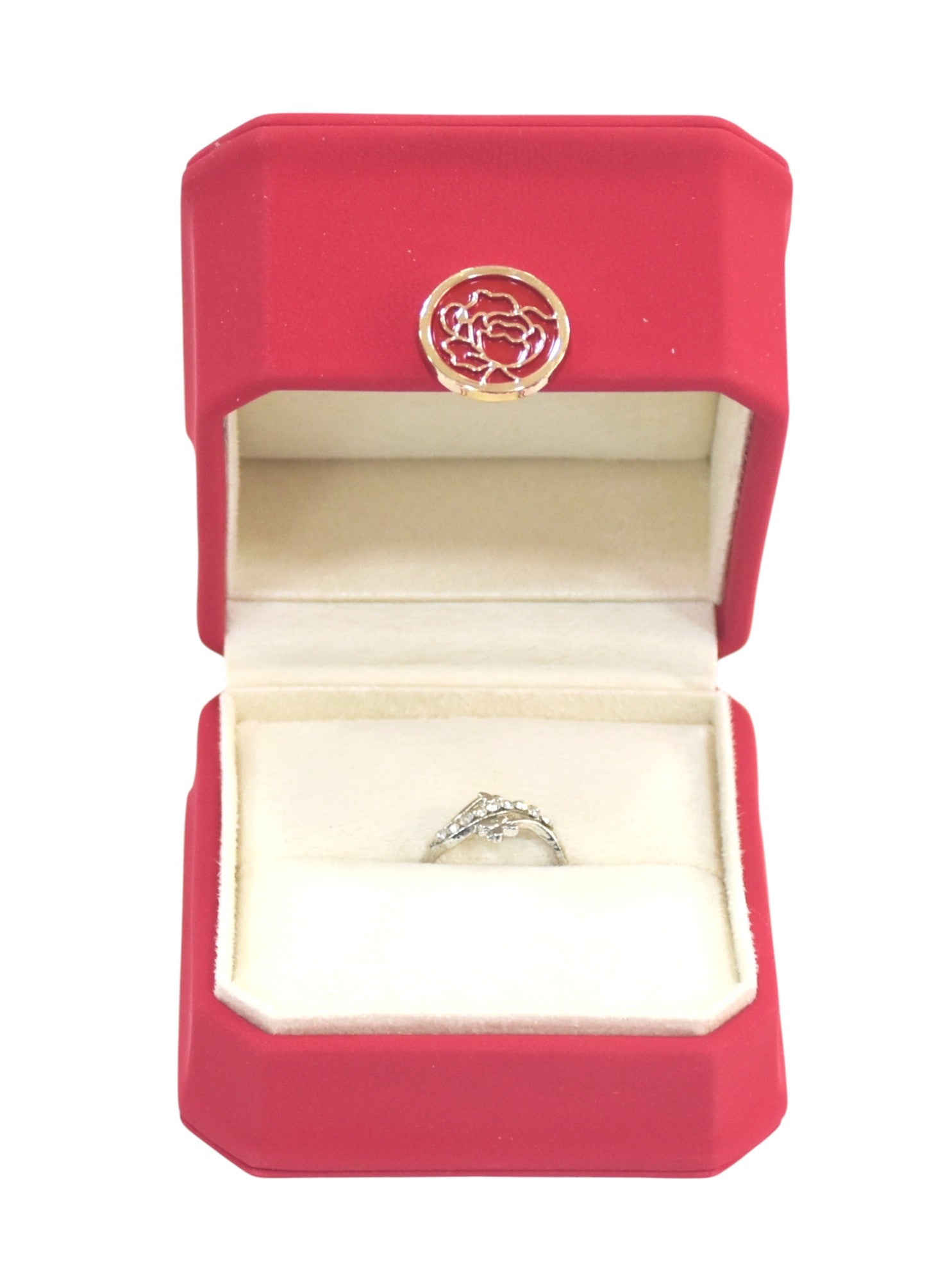 PU Finish Jewelry Ring Box With Stylish Golden Round Button 3x3x2.25"