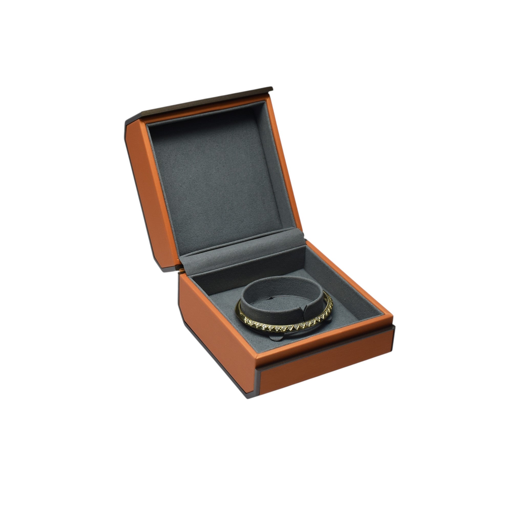 Designer Wooden Jewellery Box With Grey Interior.