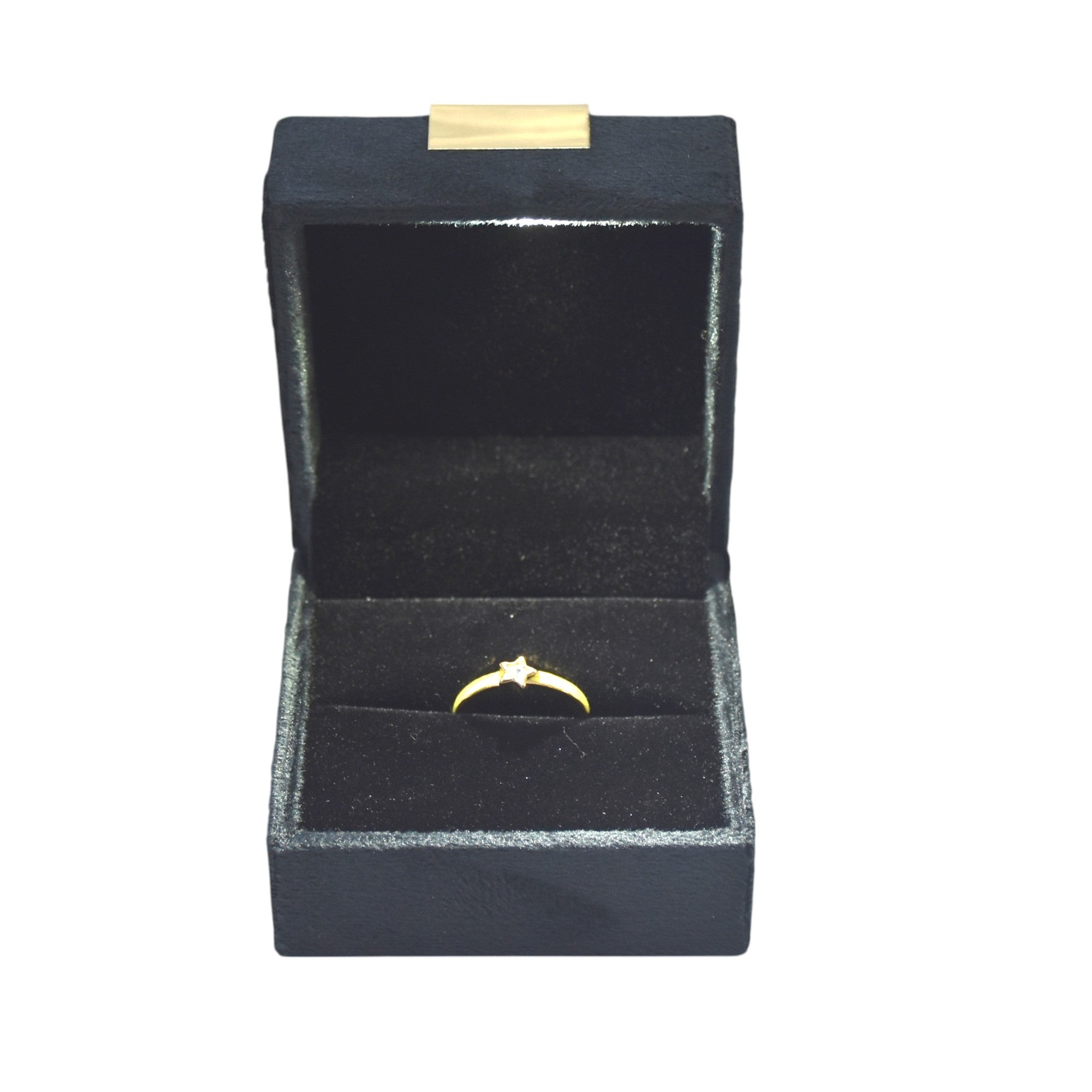 Black Velvet Jewelry Box With Metal Plate & LED Light.