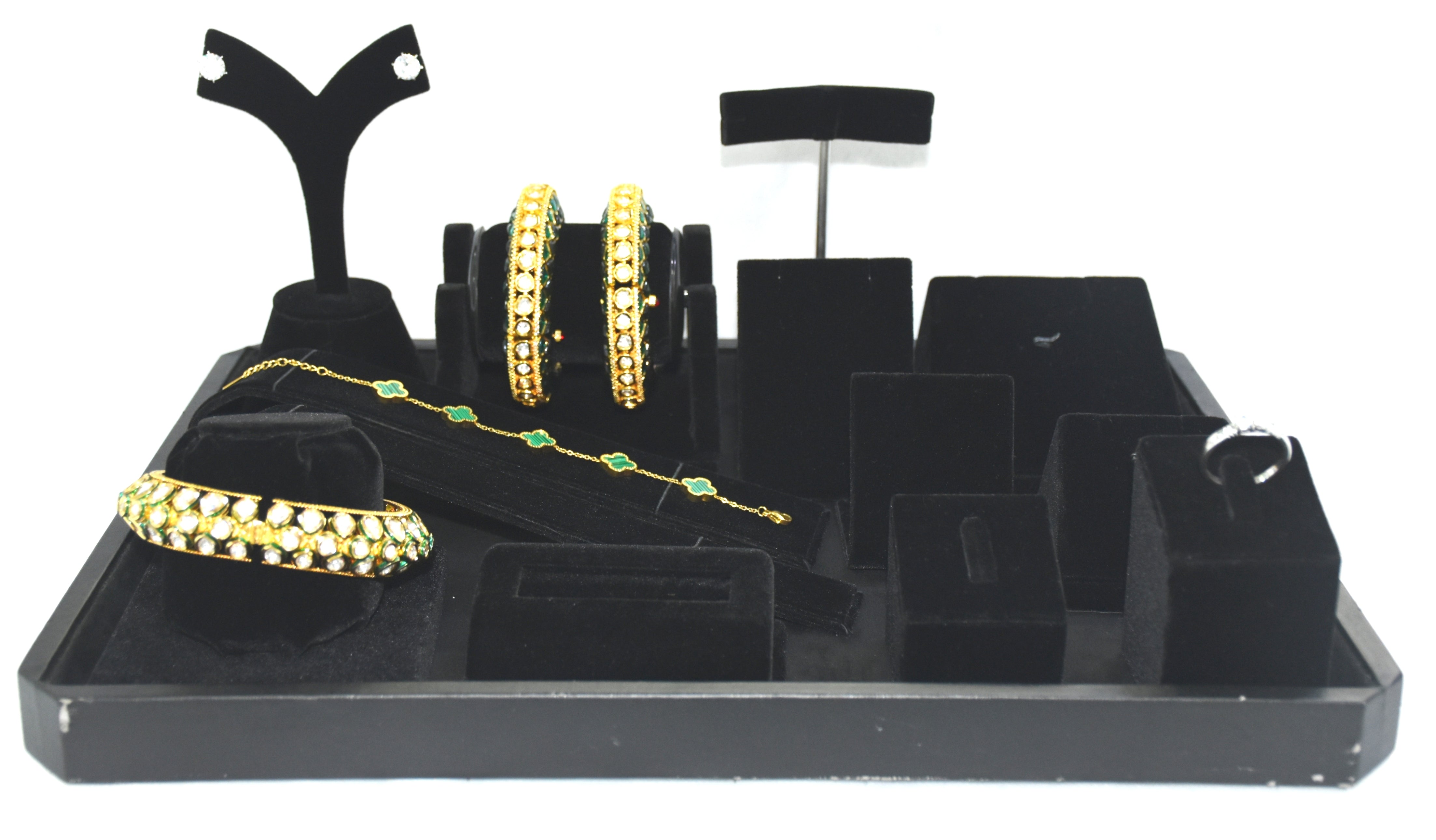 Black Flock Velvet Jewellery Display Stand.