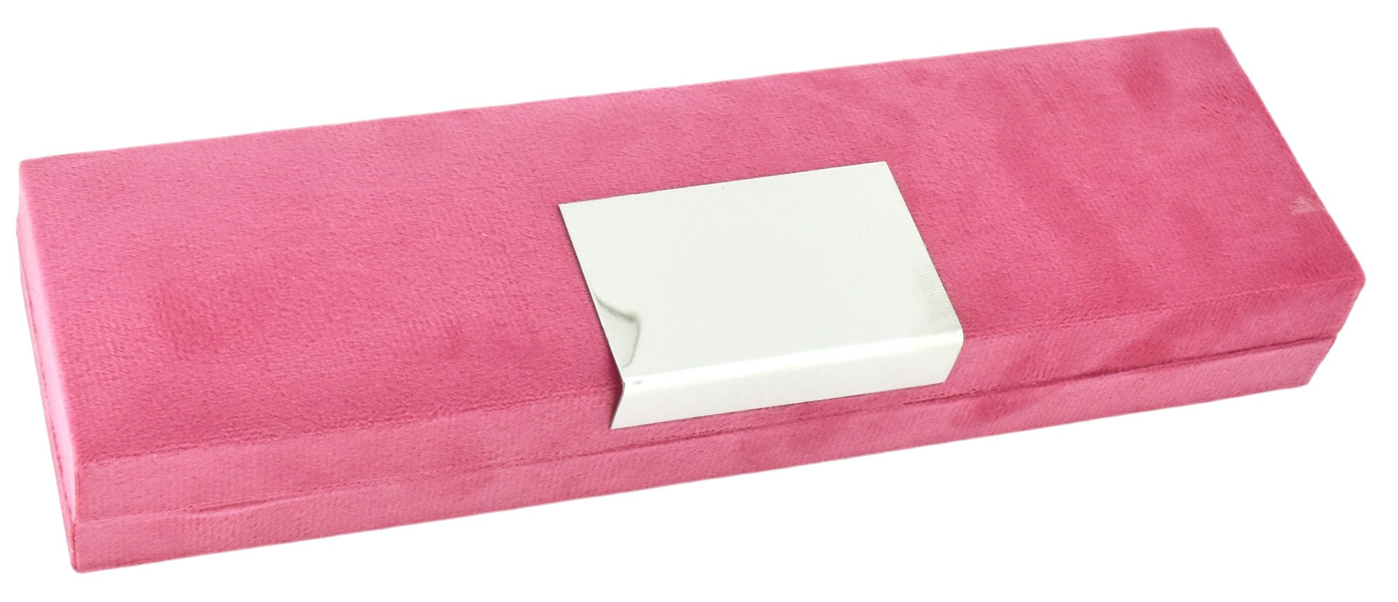 Pink Velvet Jewellery Box With Metal Plate & LED Light.