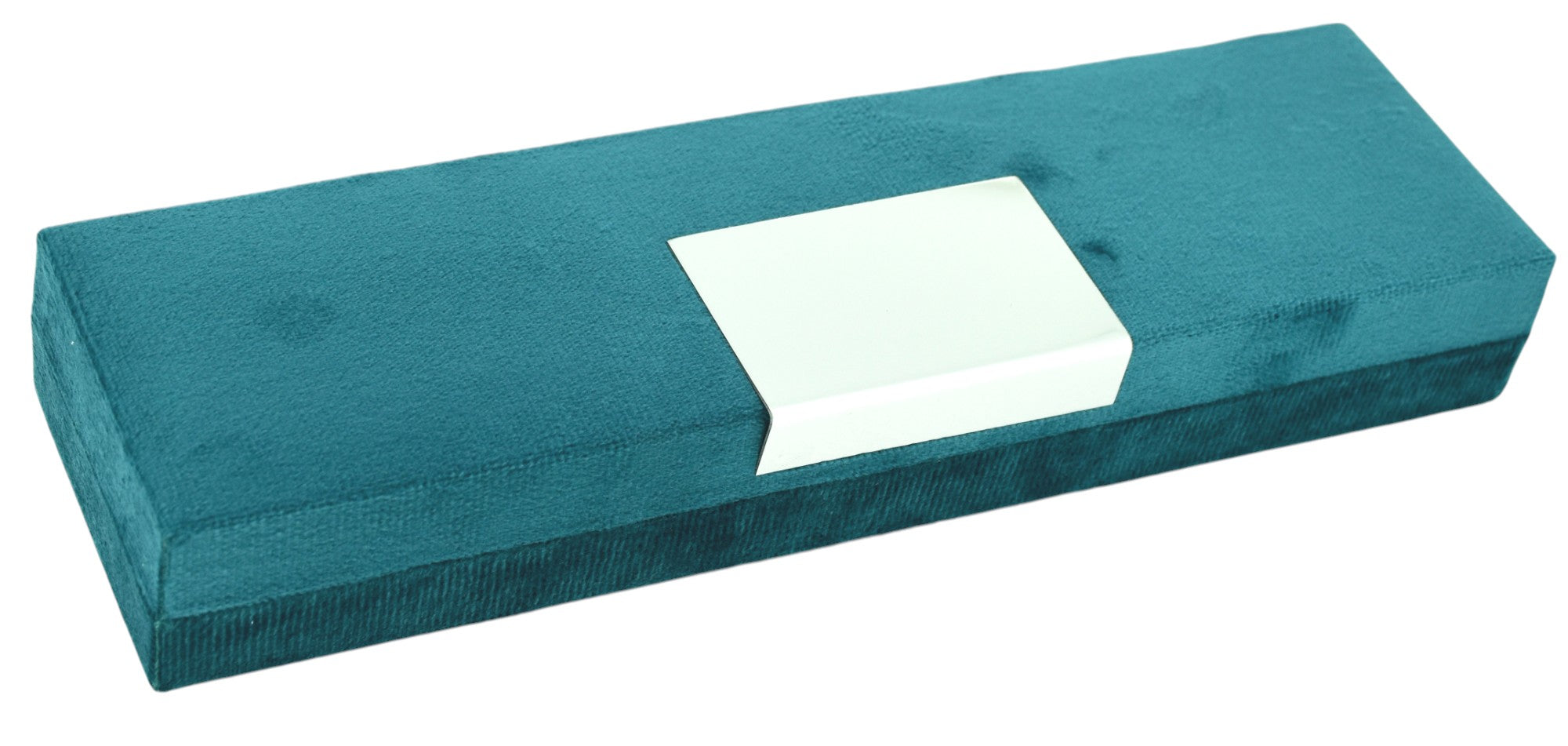 Green Velvet Jewellery Box With Metal Plate & LED Light.