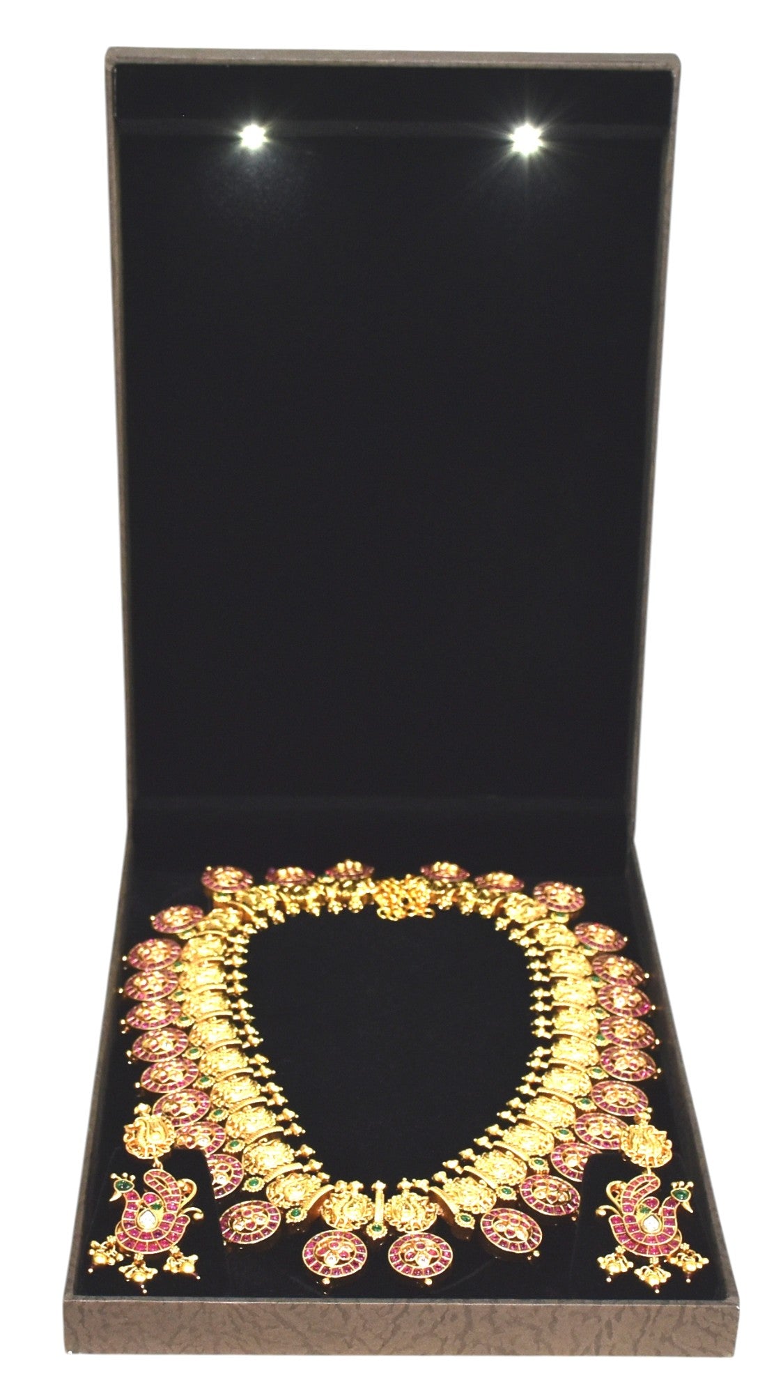 Brown Jewellery Box With Laser Cut Design & LED Light