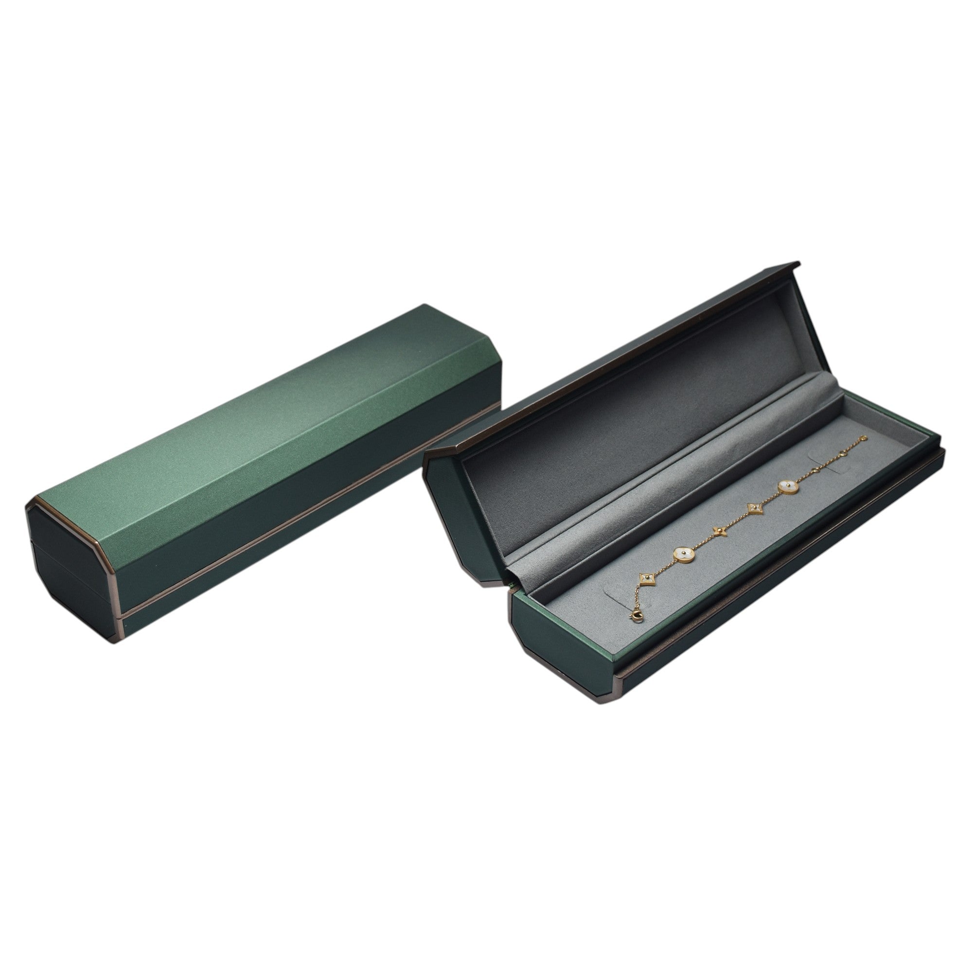 Designer Wooden Jewellery Box With Grey Interior.