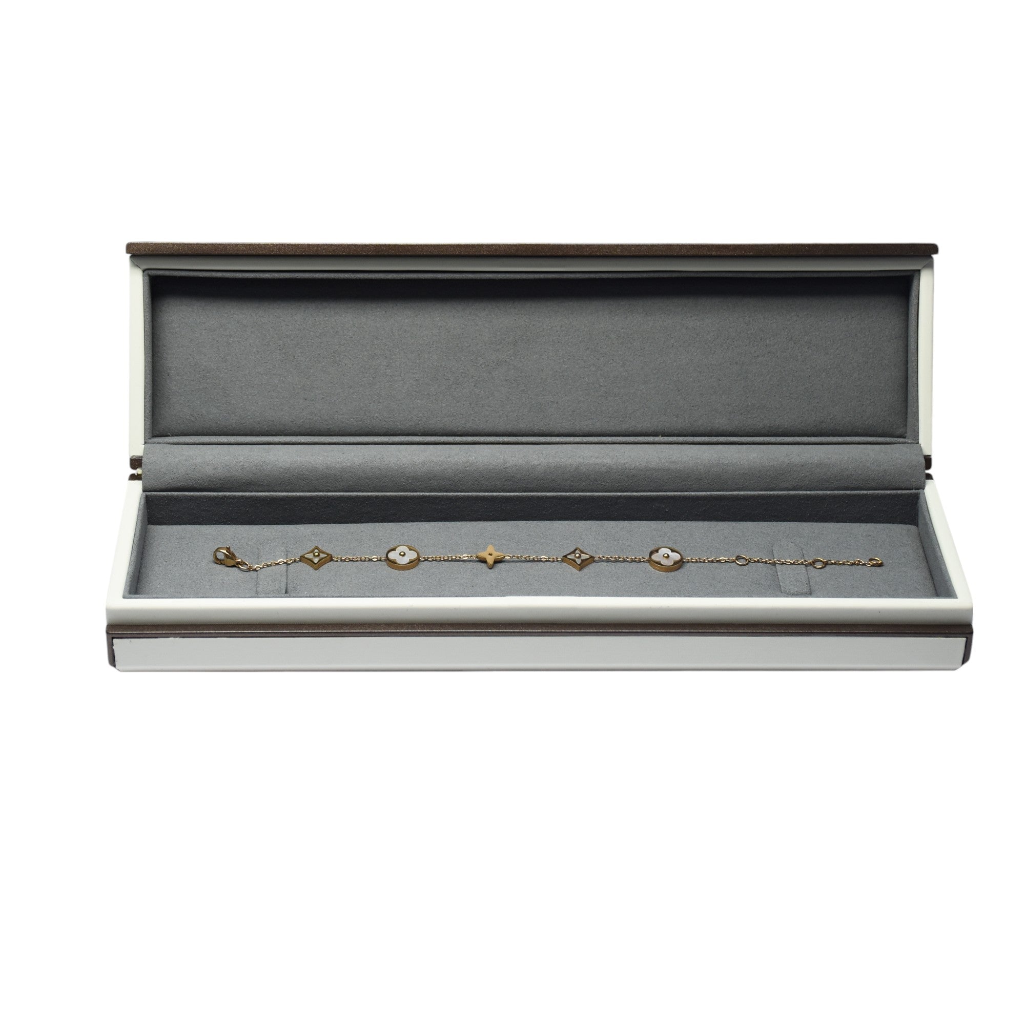Designer Wooden Jewellery Box With Grey Interior.