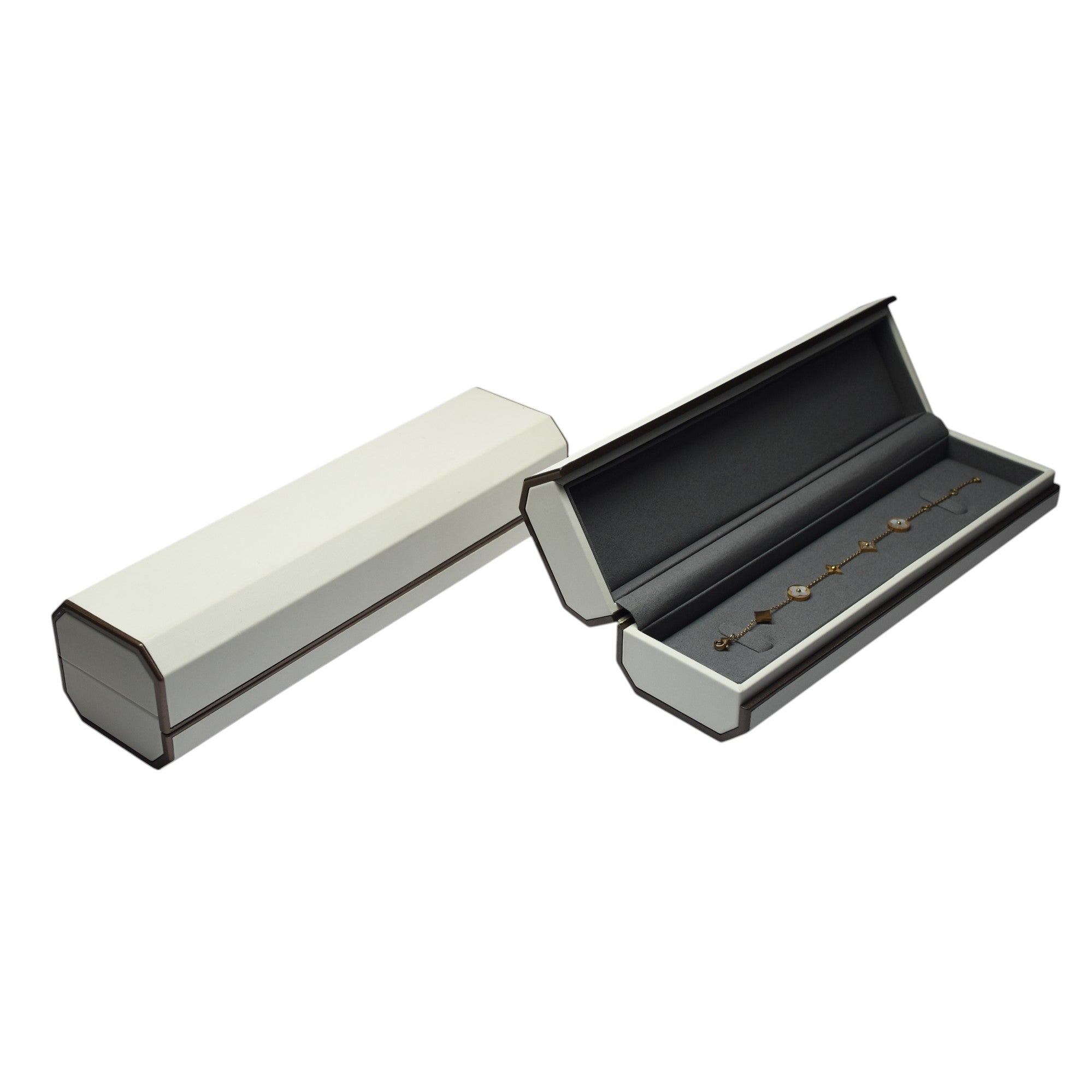 Designer Wooden Jewellery Box With Grey Interior.