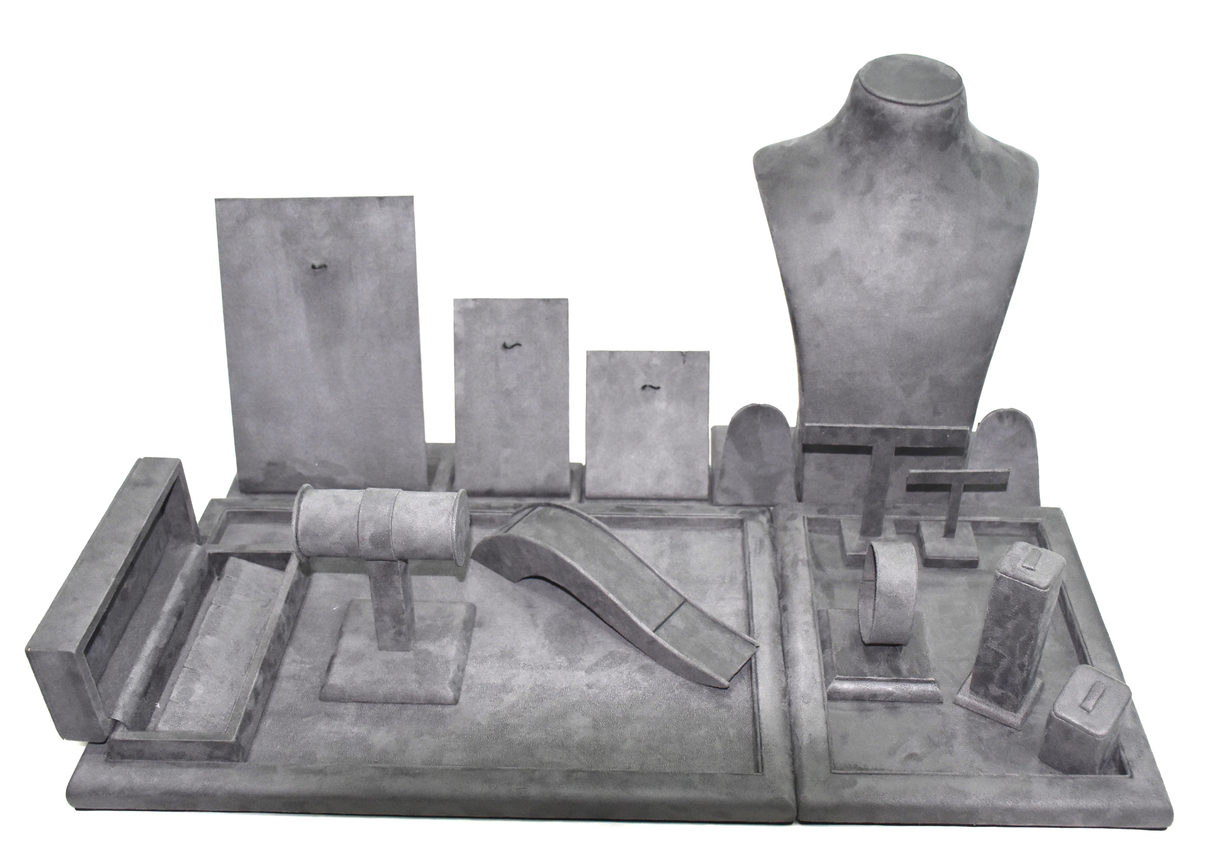 Grey Suede Jewellery Display Stands.