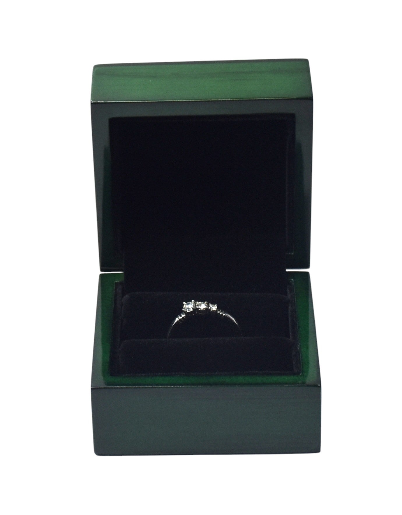 Green Wooden Lamination Jewellery Box For Ring.