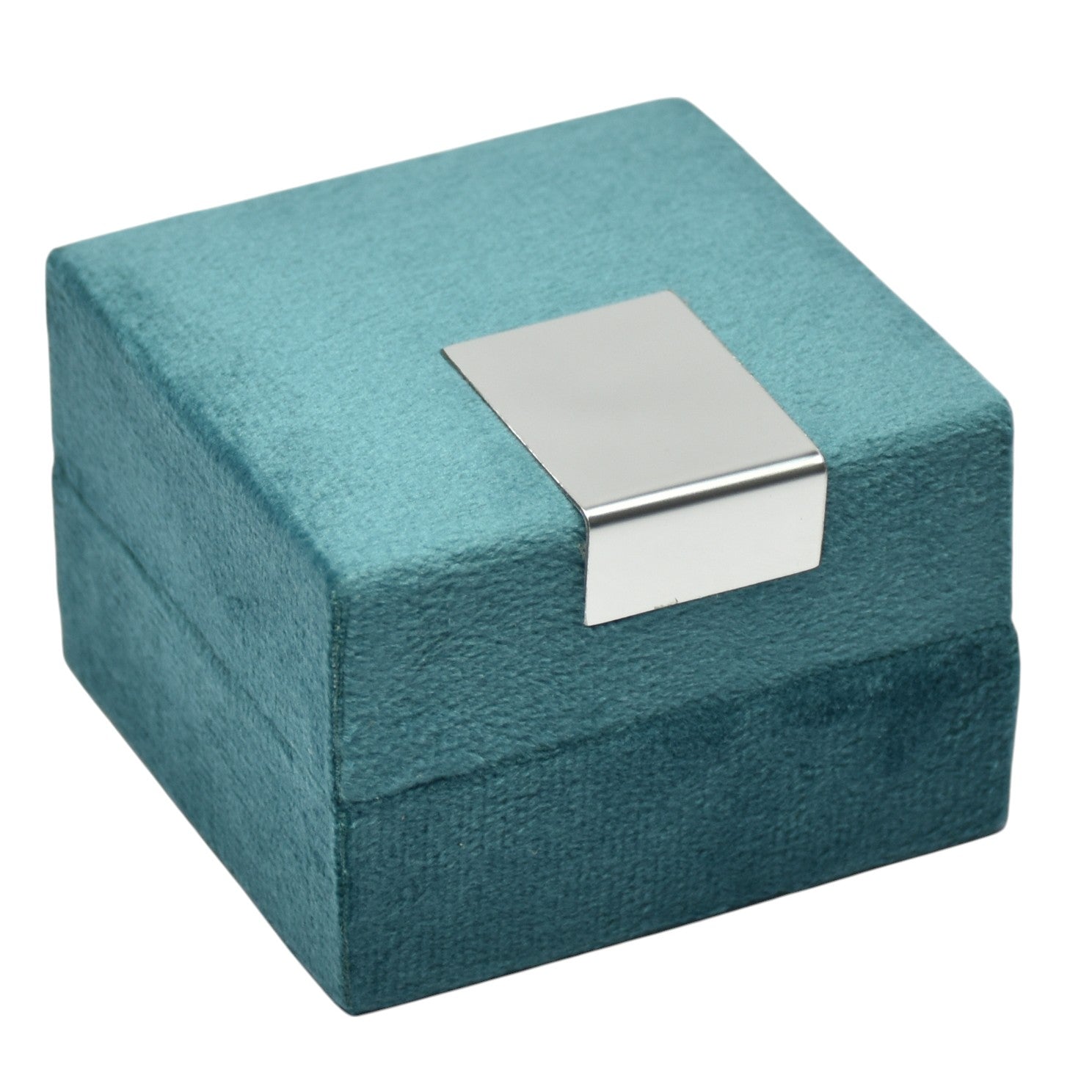 Green Velvet Jewellery Box With Metal Plate & LED Light.