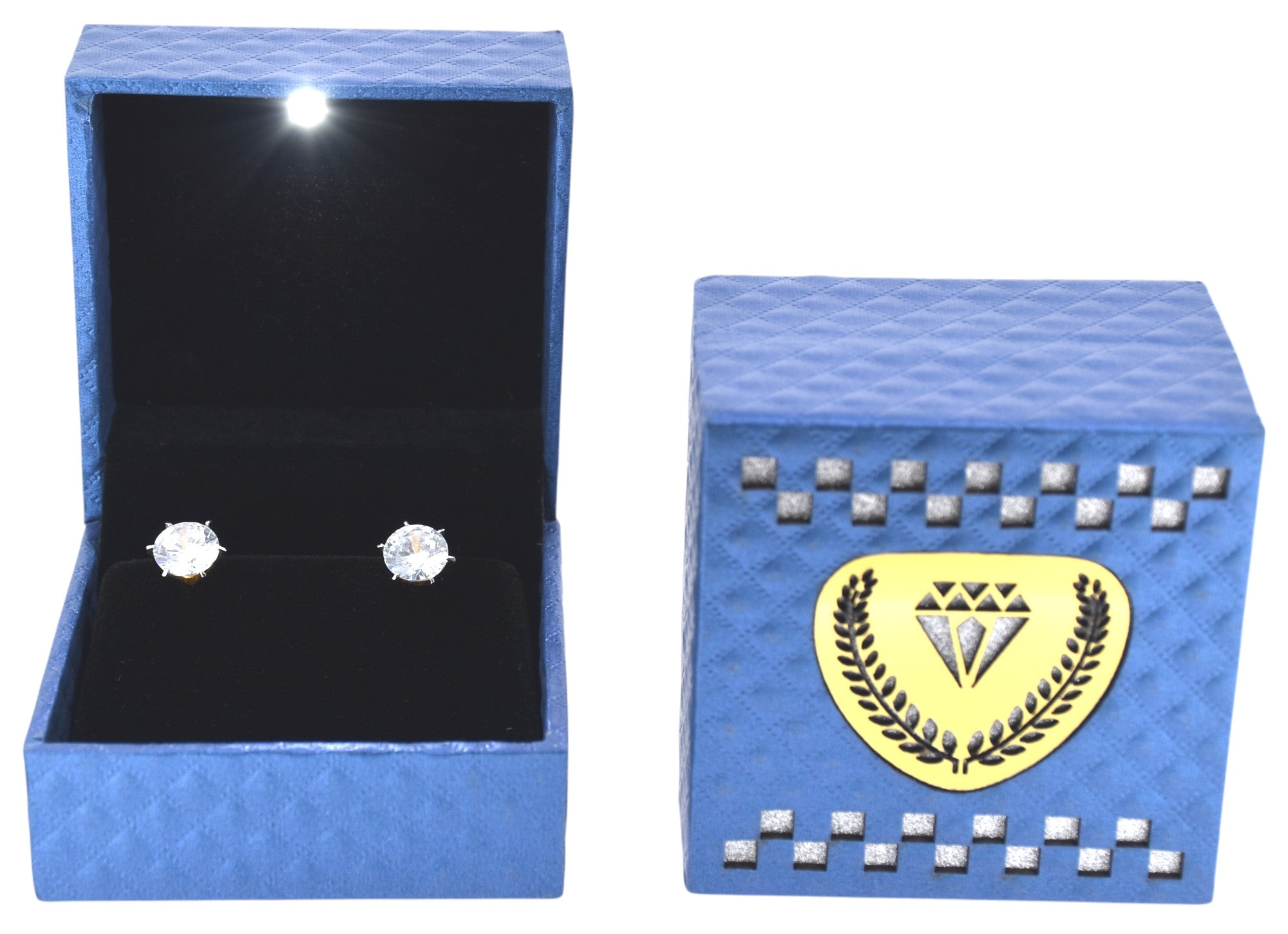 Blue Jewellery Box With Laser Cut Design & LED Light.