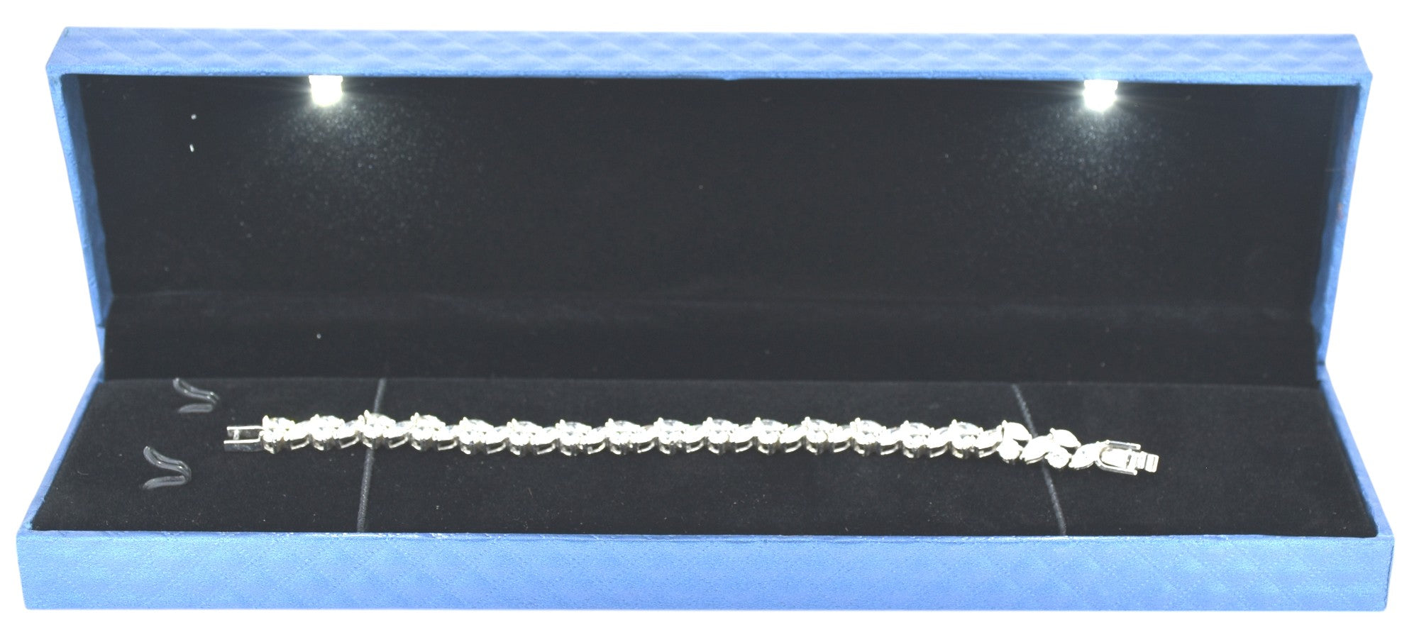 Blue Jewellery Box With Laser Cut Design & LED Light.