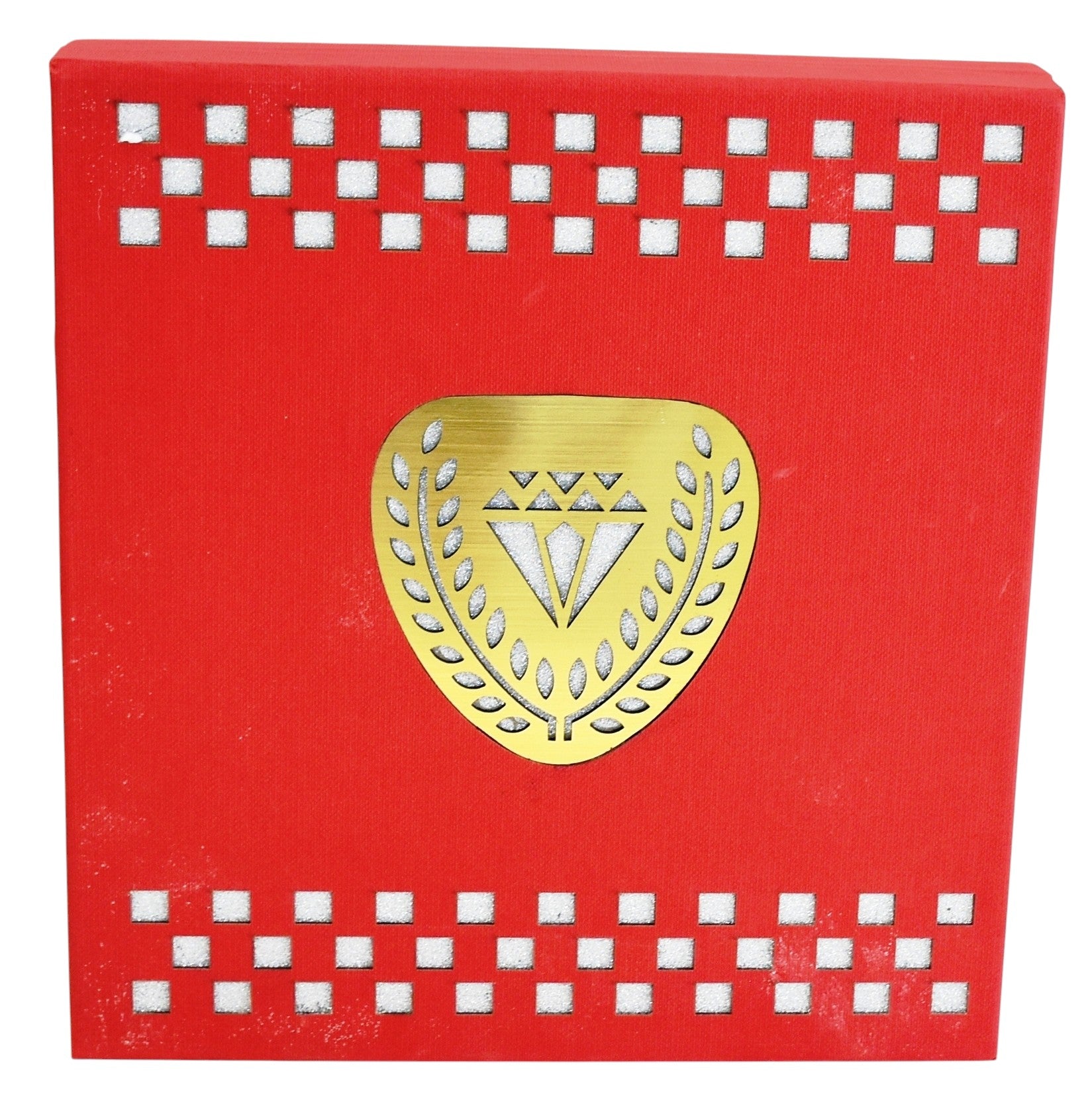 Red Jewellery Box With Laser Cut Design & LED Light.