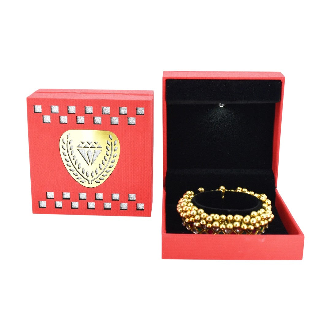 Red Jewellery Box With Laser Cut Design & LED Light.