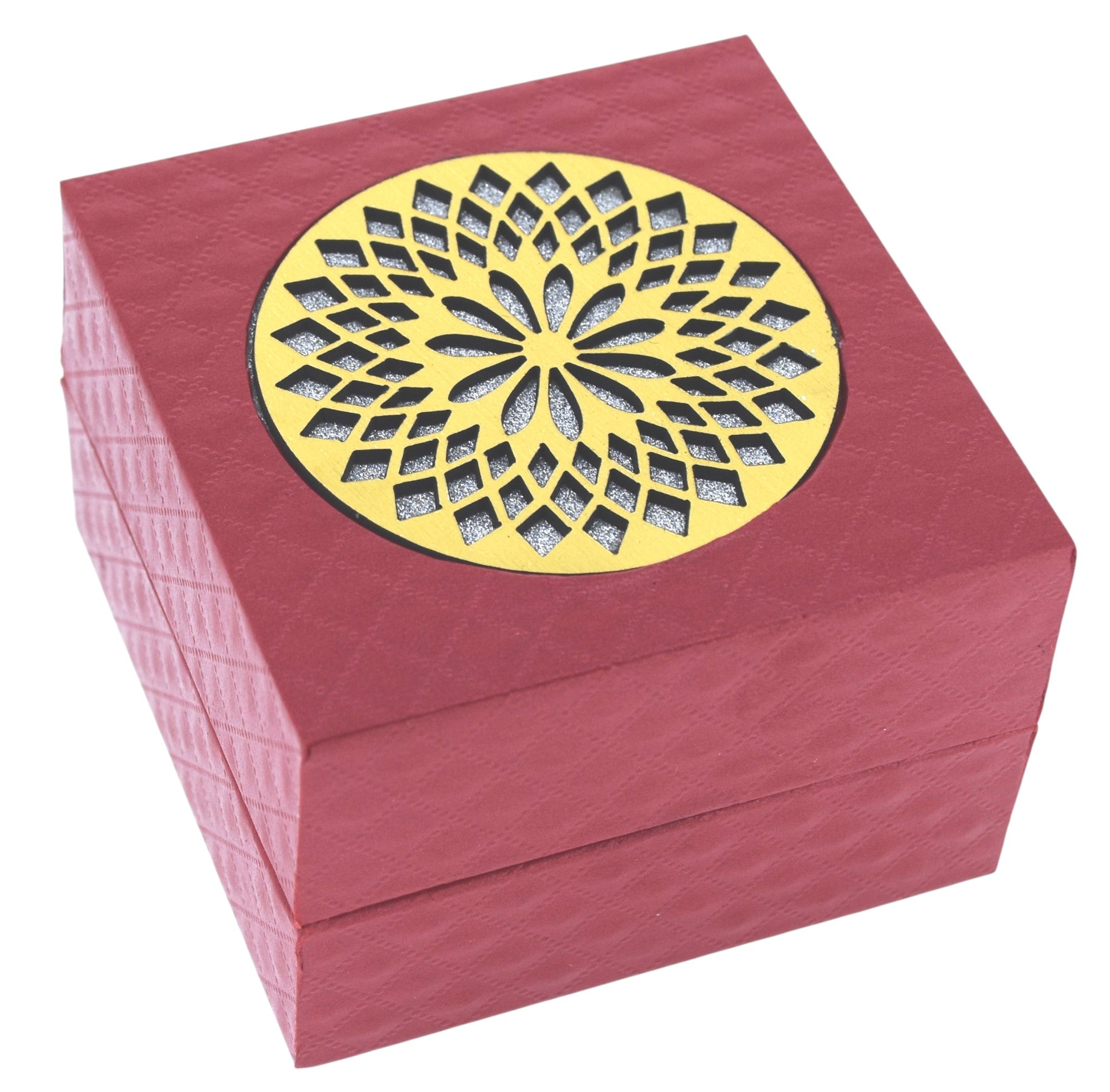 New Red Jewellery Box With Laser Cut Design & LED Light.