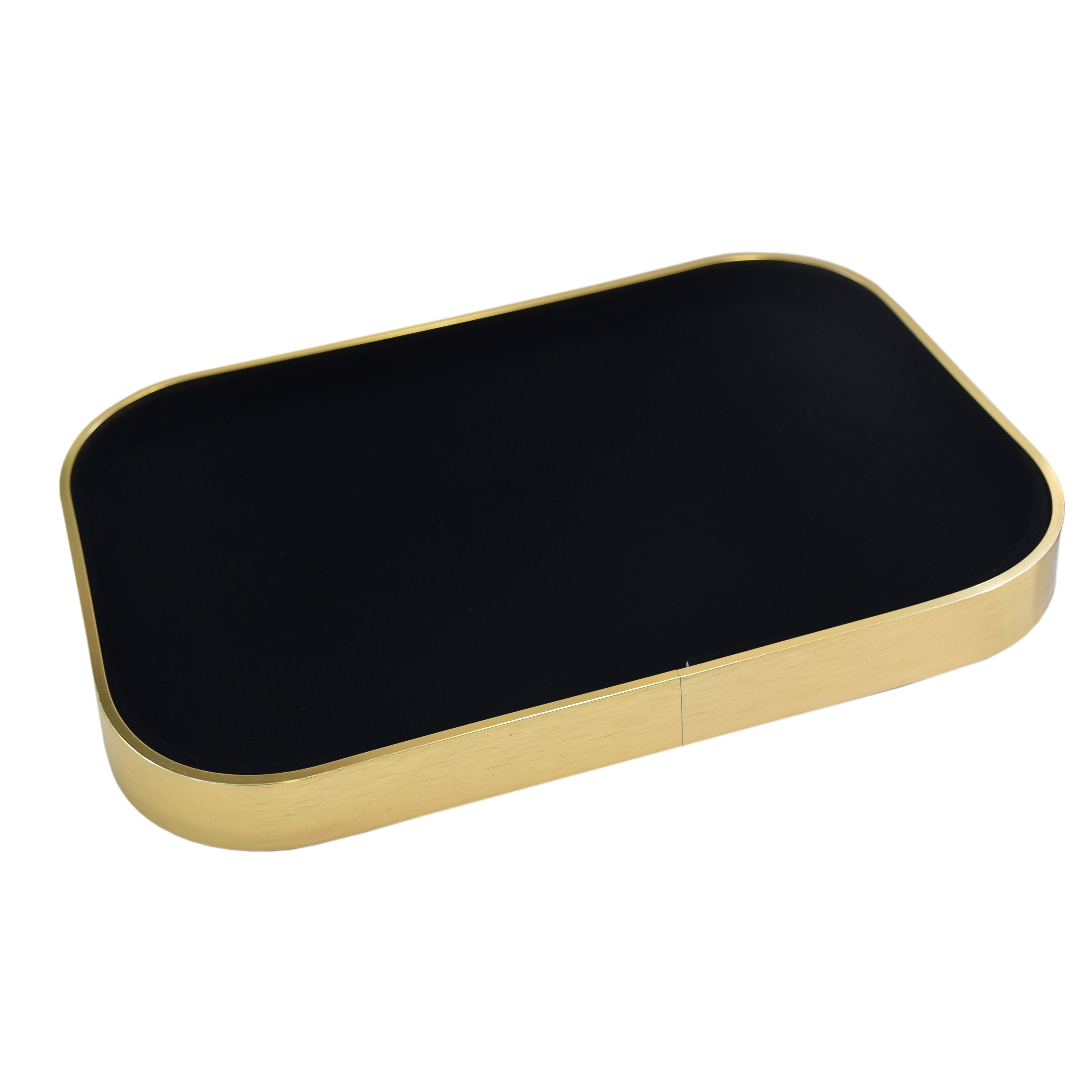 Elegant Jewellery Display Tray – Pink Gold Frame with Black Suede Lining (11.75 x 8.0 x 1.0)