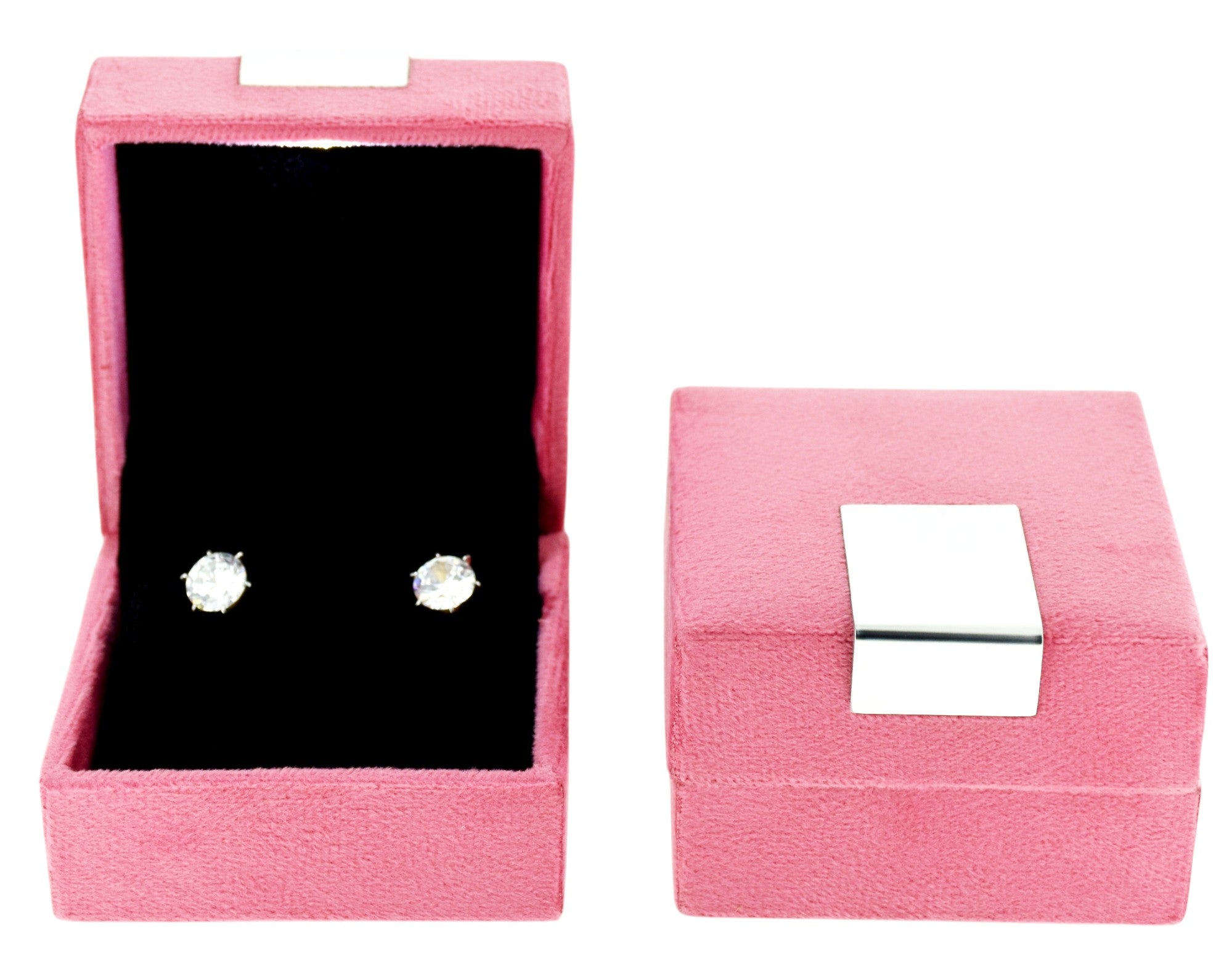 Pink Velvet Jewellery Box With Metal Plate & LED Light.