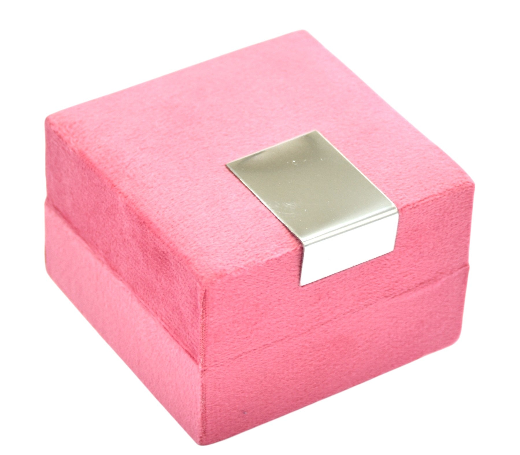 Pink Velvet Jewellery Box With Metal Plate & LED Light.