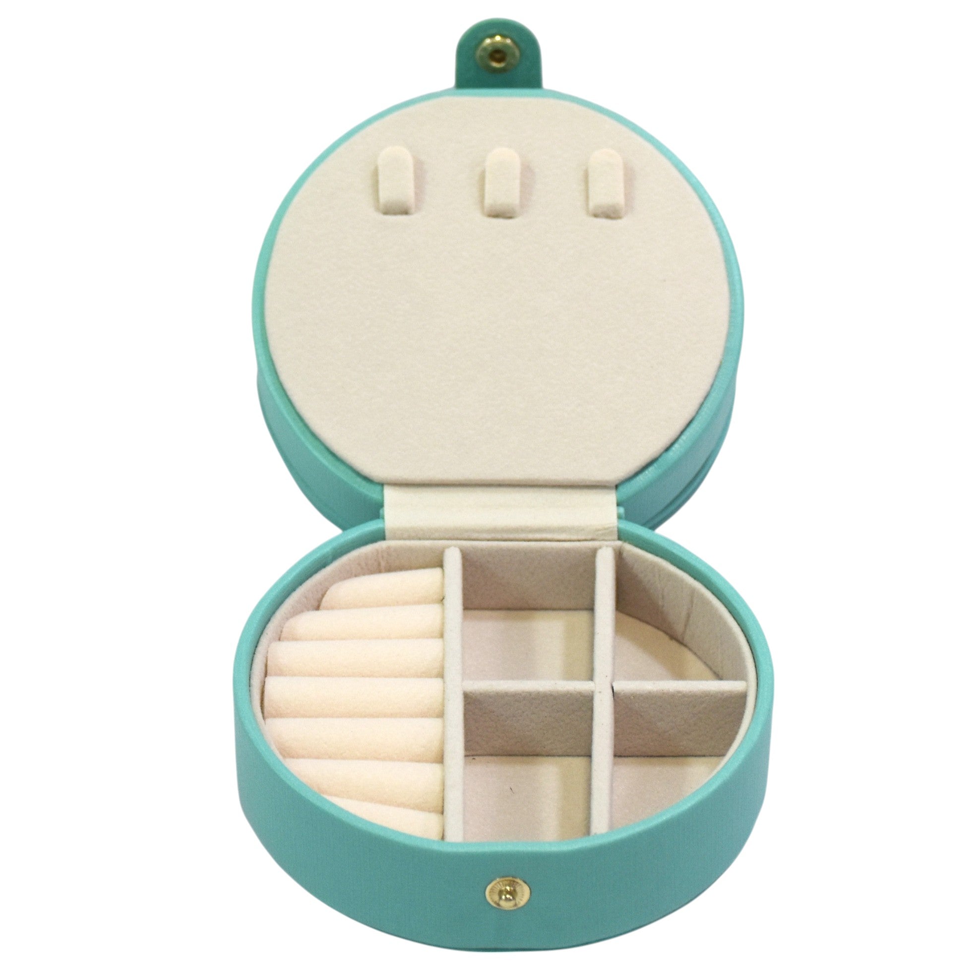 Two Layered Round Portable Jewellery Organiser with Mirror.