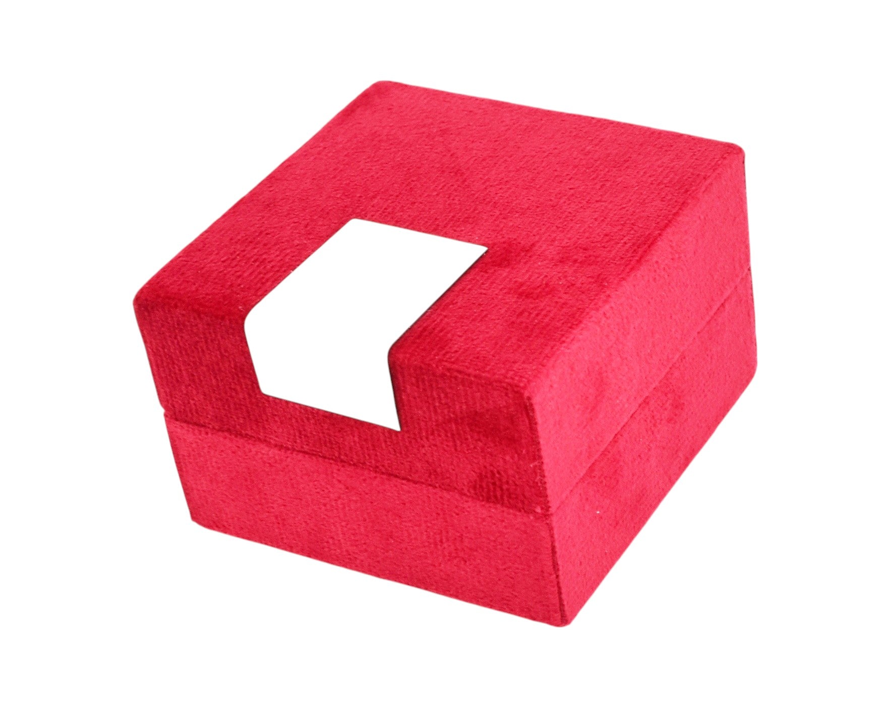 Red Velvet Jewellery Box With Metal Plate & LED Light.