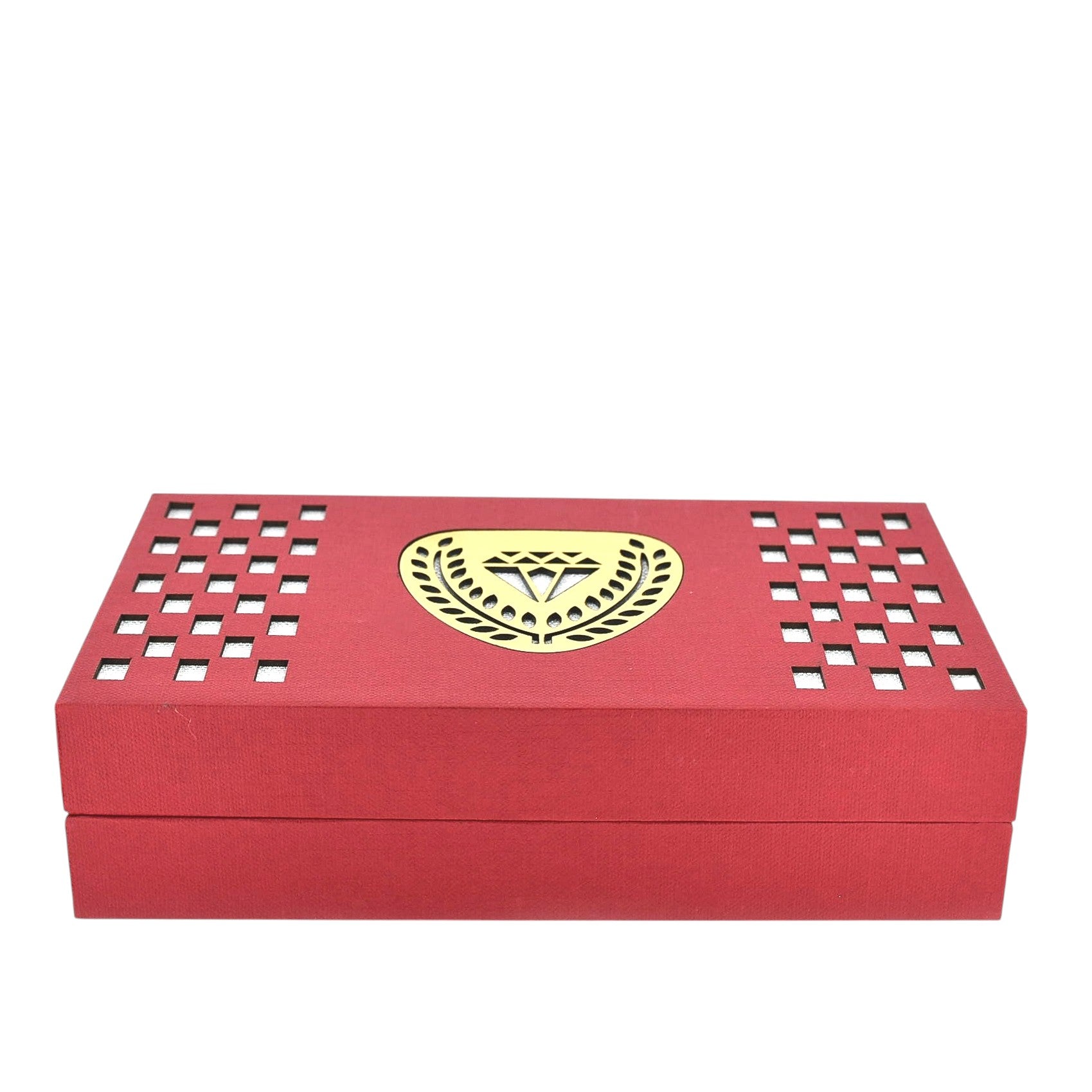 Red Jewellery Box With Laser Cut Design & LED Light.
