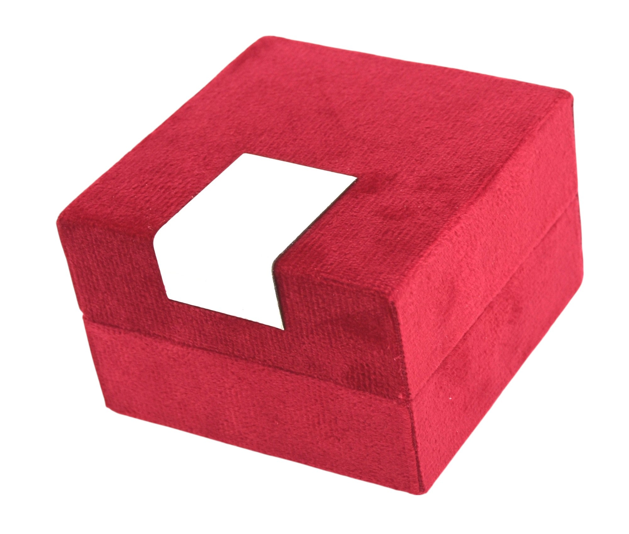Red Velvet Jewellery Box With Metal Plate & LED Light.