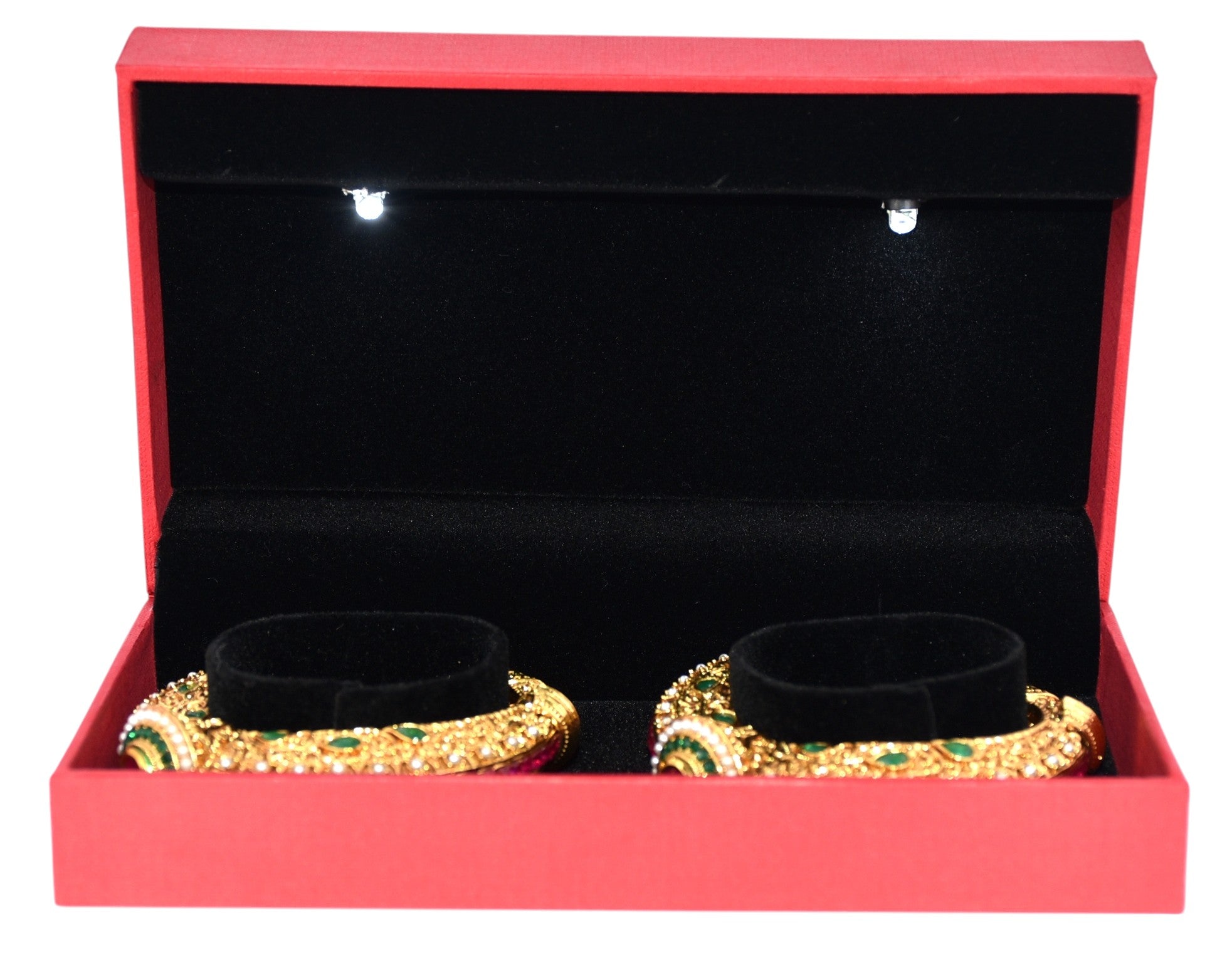 Red Jewellery Box With Laser Cut Design & LED Light.