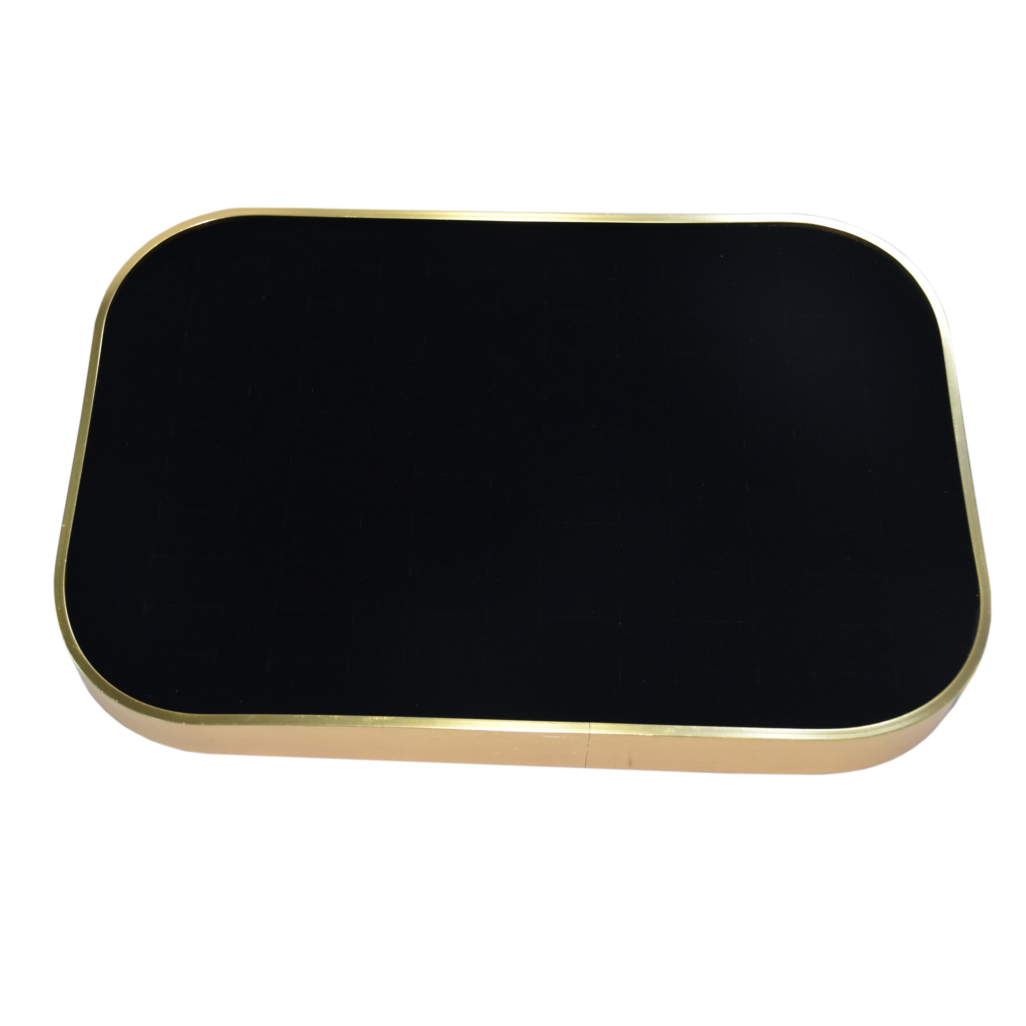 Elegant Jewellery Display Tray – Pink Gold Frame with Black Suede Lining (11.75 x 8.0 x 1.0)