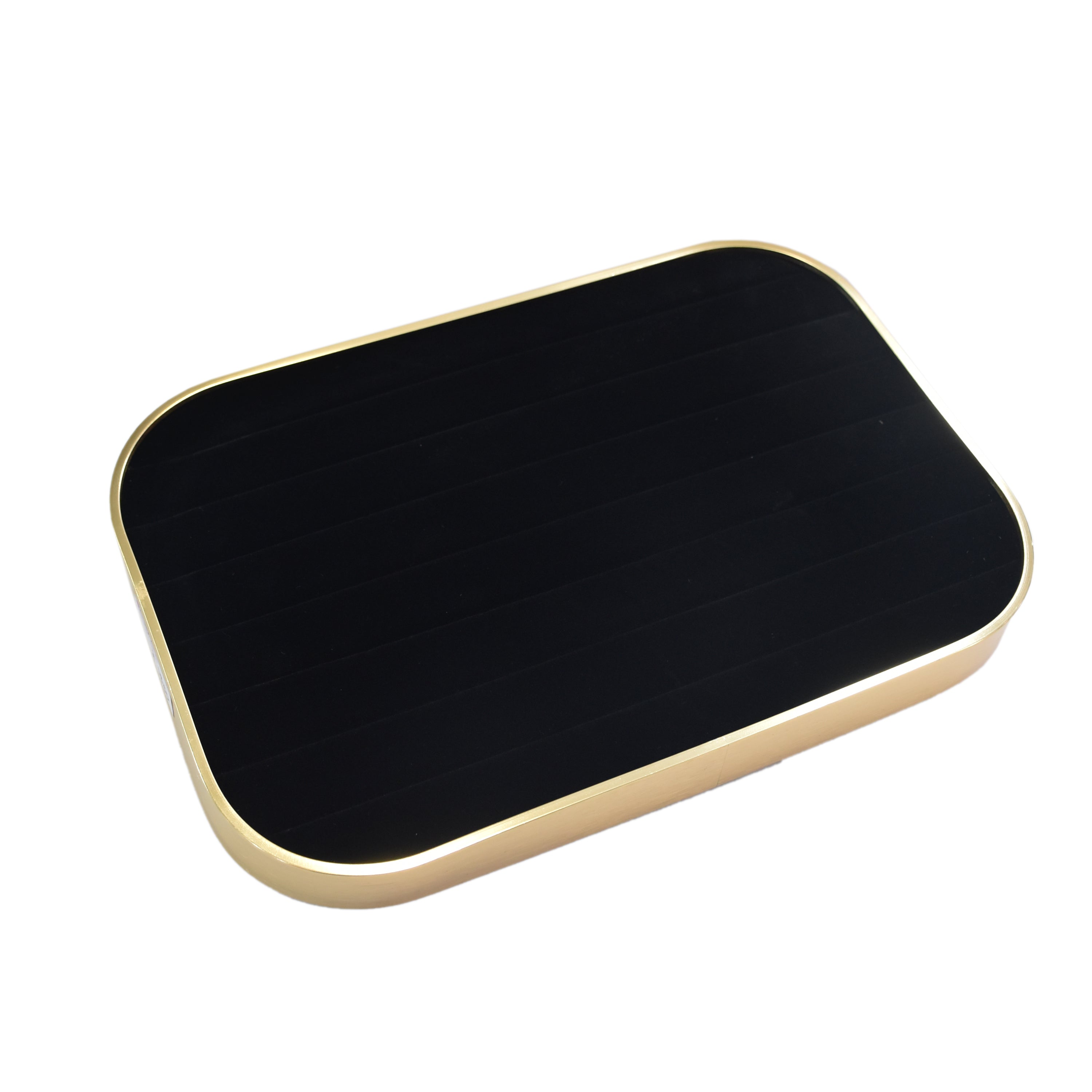 Elegant Jewellery Display Tray – Pink Gold Frame with Black Suede Lining (11.75 x 8.0 x 1.0)