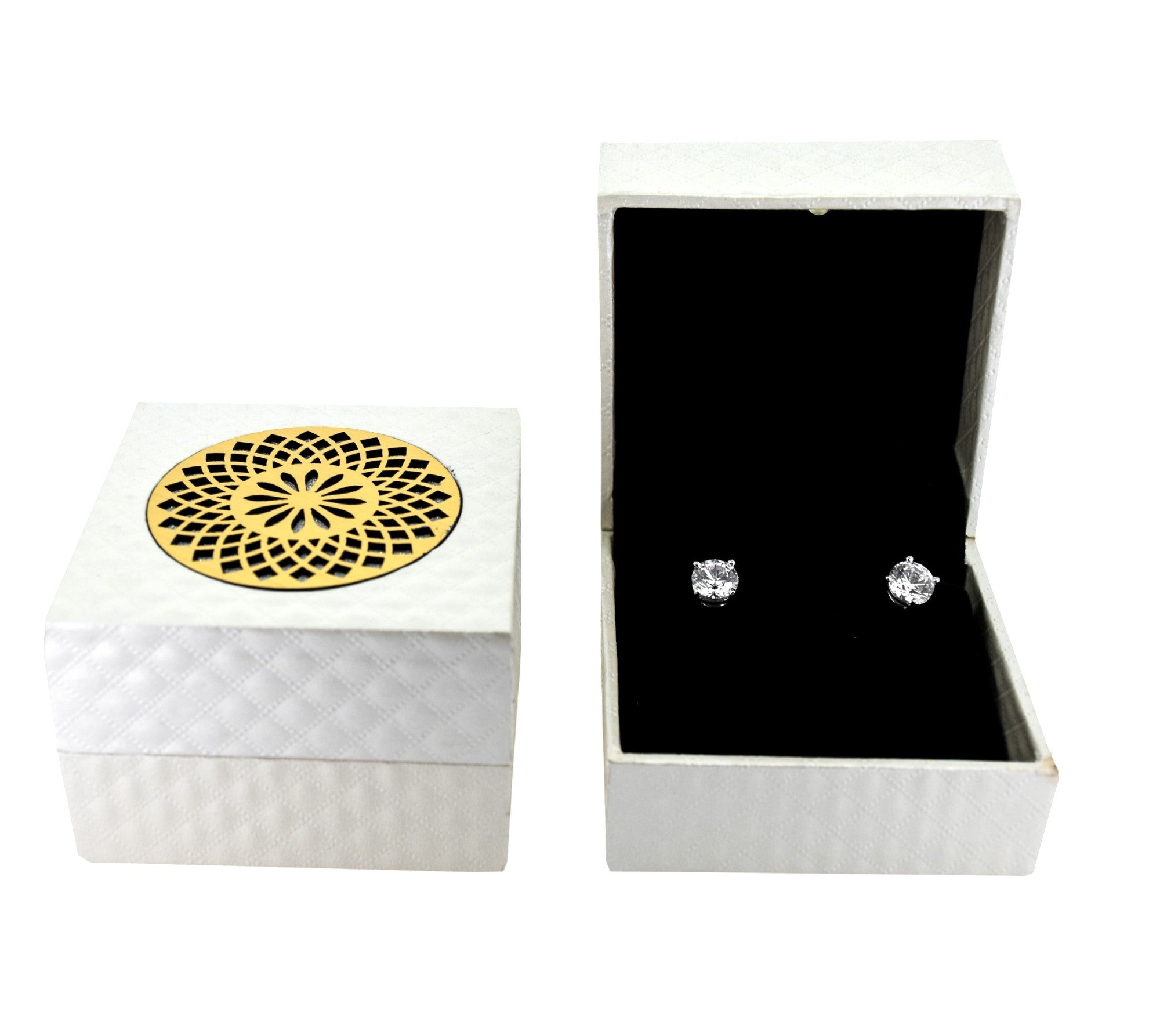 White Jewellery Box With Laser Cut Design & LED Light.