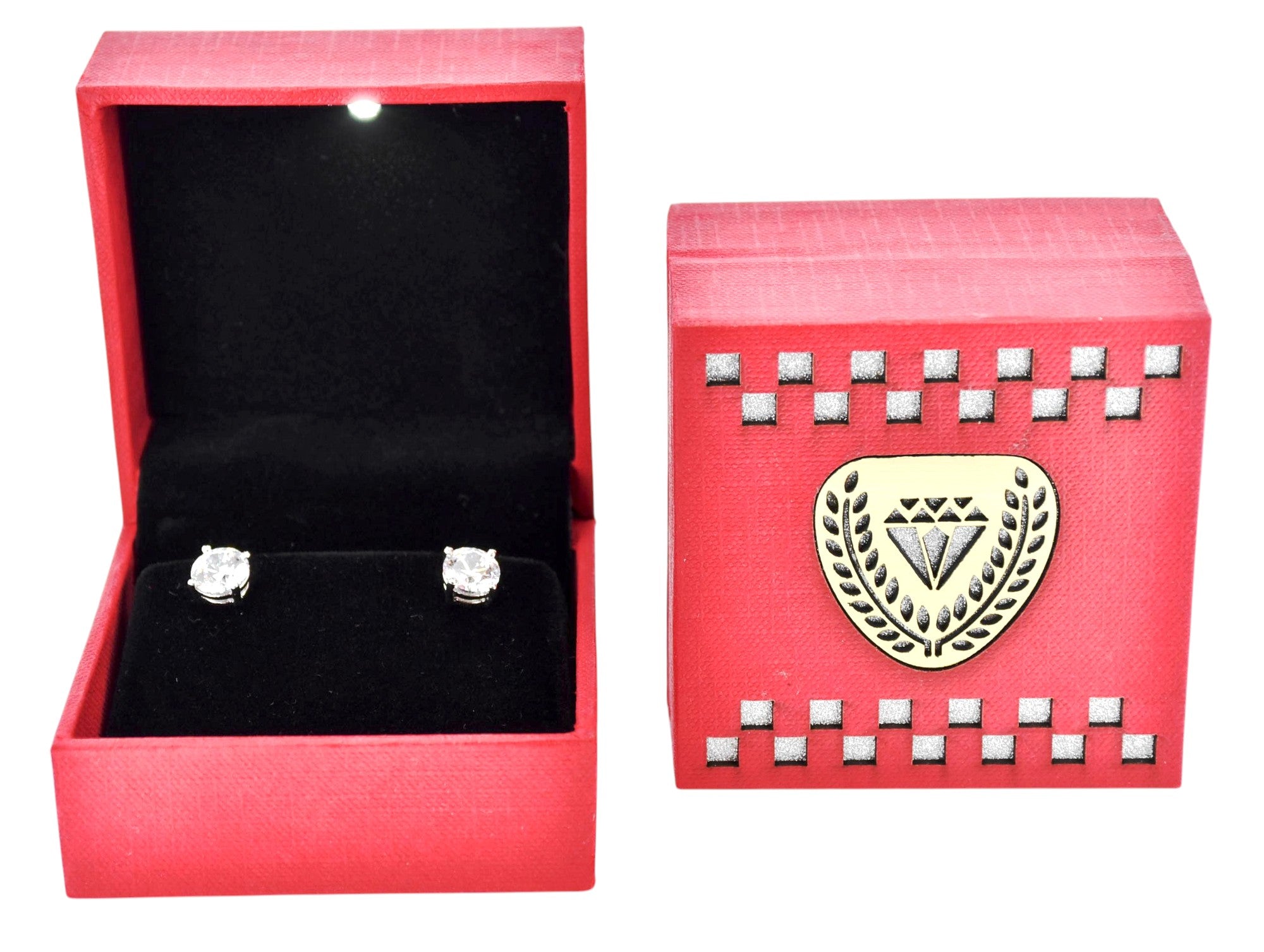 Red Jewellery Box With Laser Cut Design & LED Light.