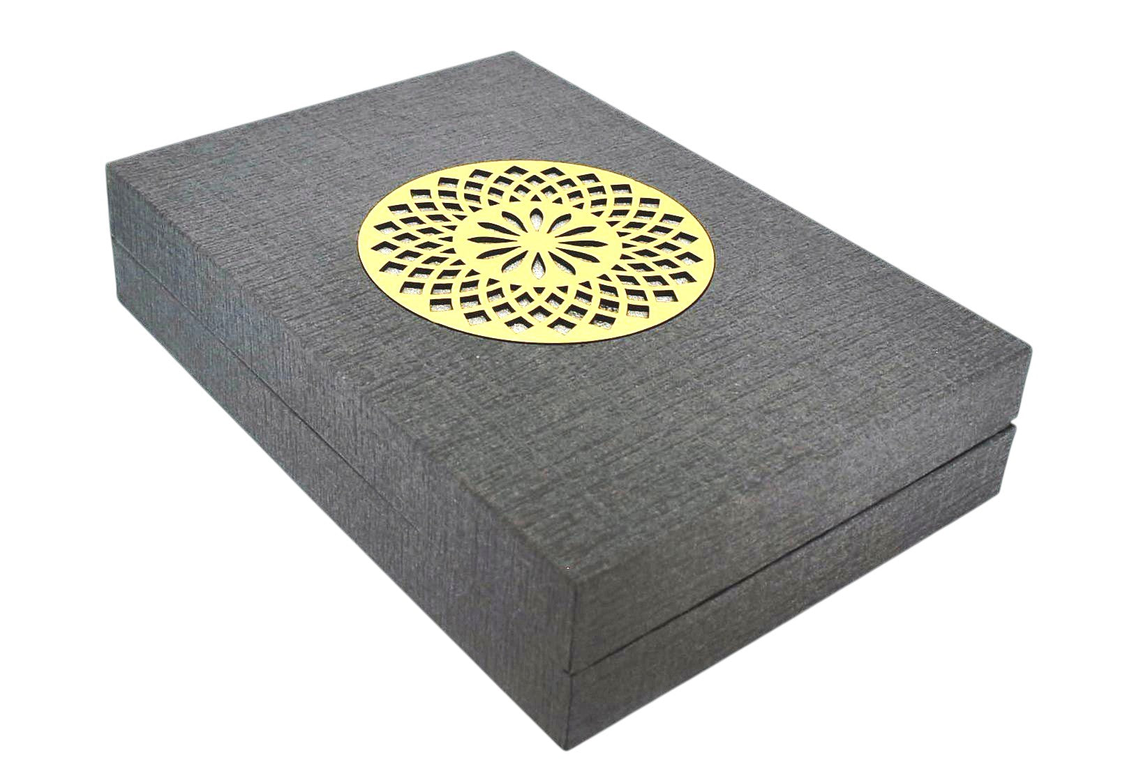 Grey Jewellery Box With Laser Cut Design & LED Light.