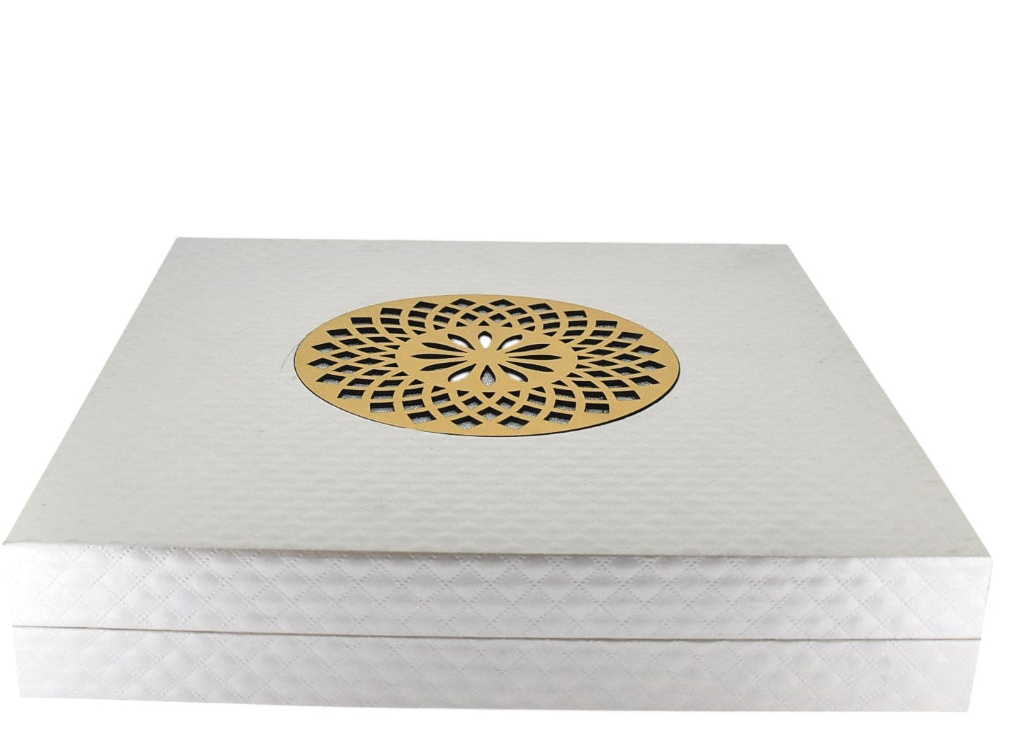 White Jewellery Box With Laser Cut Design & LED Light.
