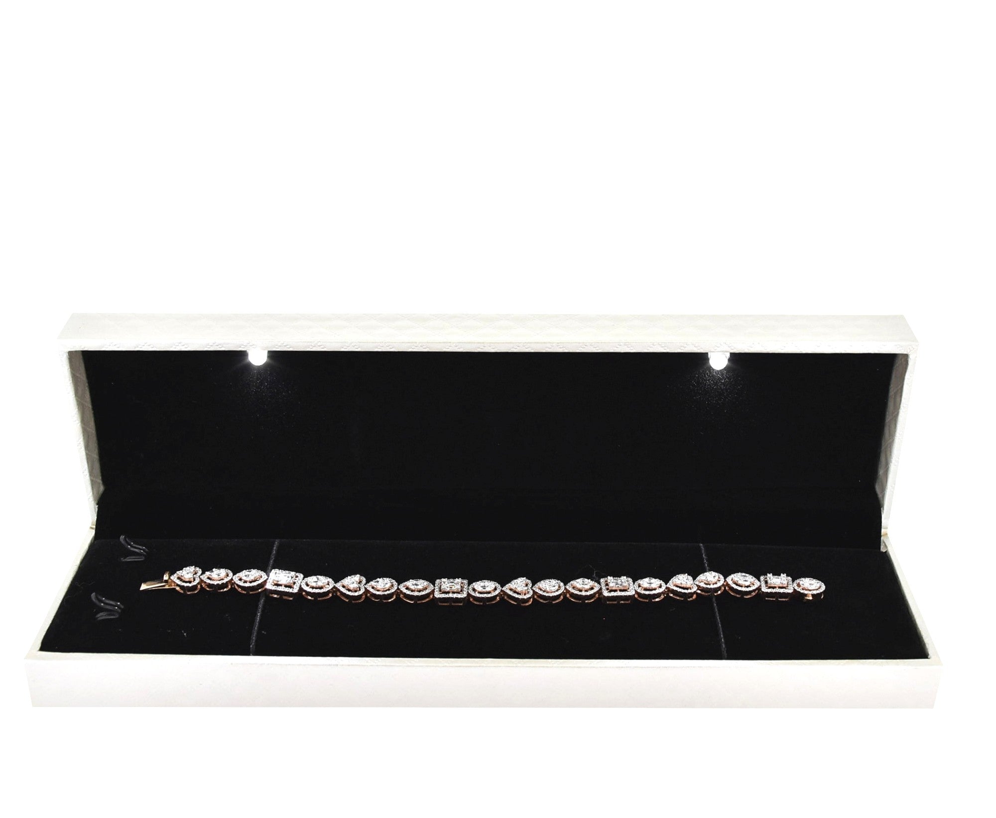 White Jewellery Box With Laser Cut Design & LED Light.