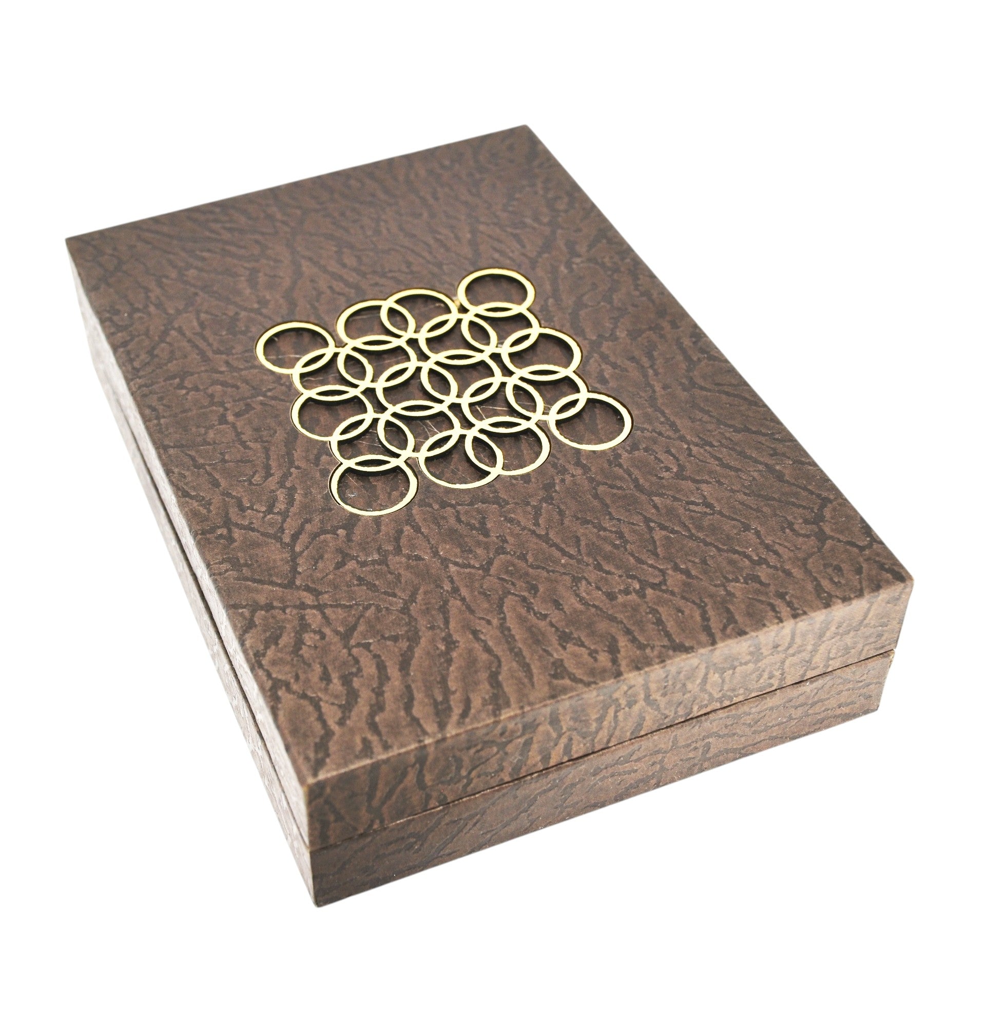 Brown Jewellery Box With Laser Cut Design & LED Light