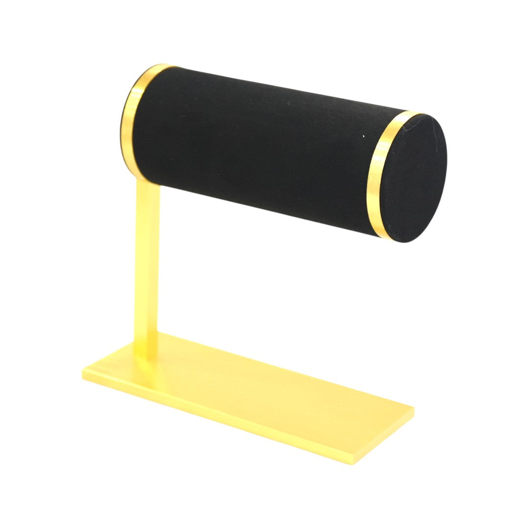 Elegant Gold Brass & Black Suede Jewellery Display Stands.