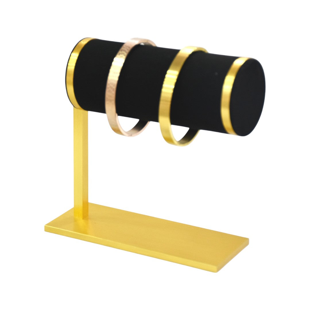 Elegant Gold Brass & Black Suede Jewellery Display Stands.