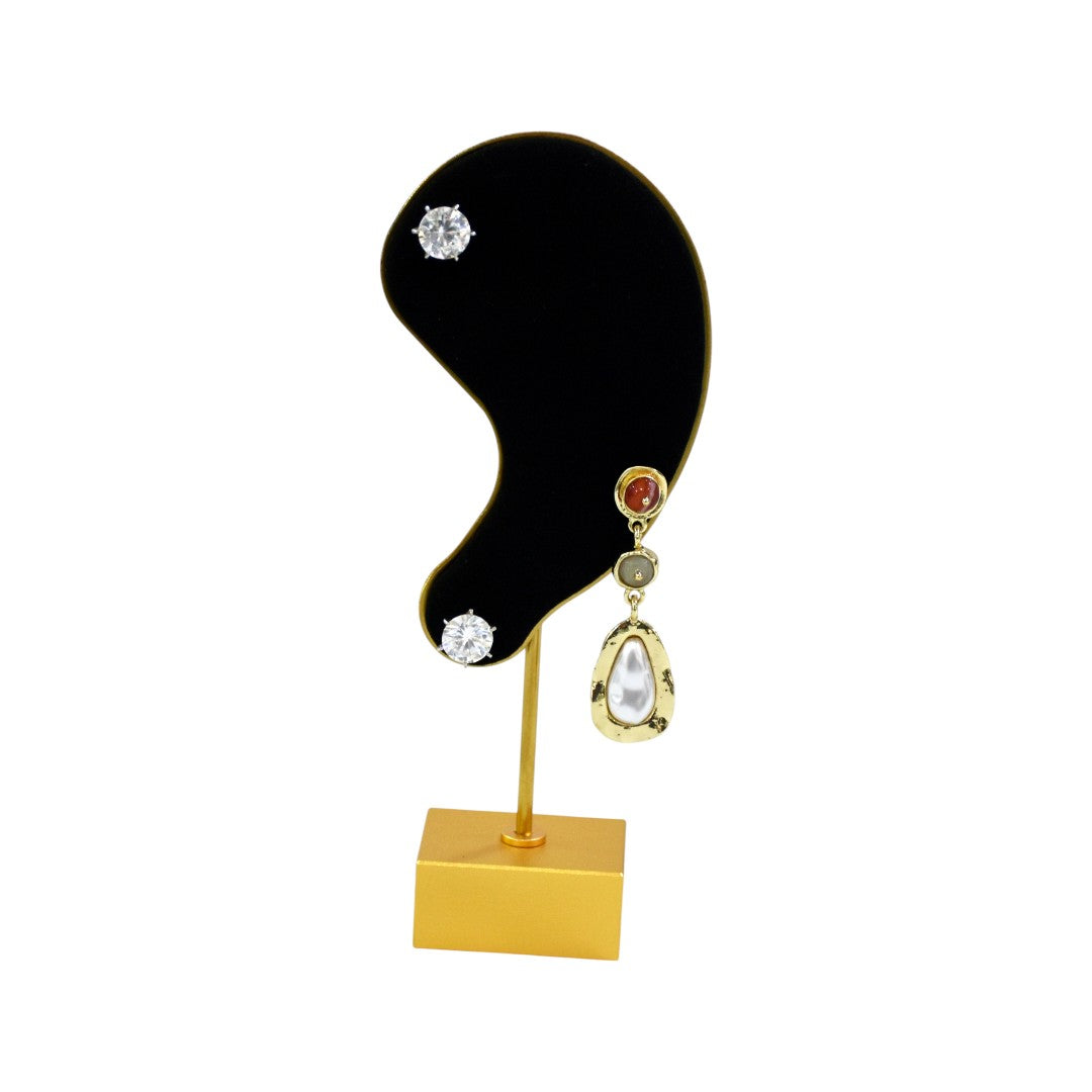 Elegant Gold Brass & Black Suede Jewellery Display Stands.